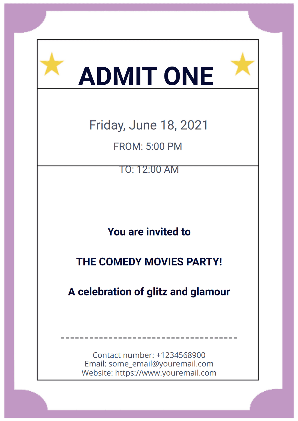 Admit One Ticket Template - PDF Templates  Jotform