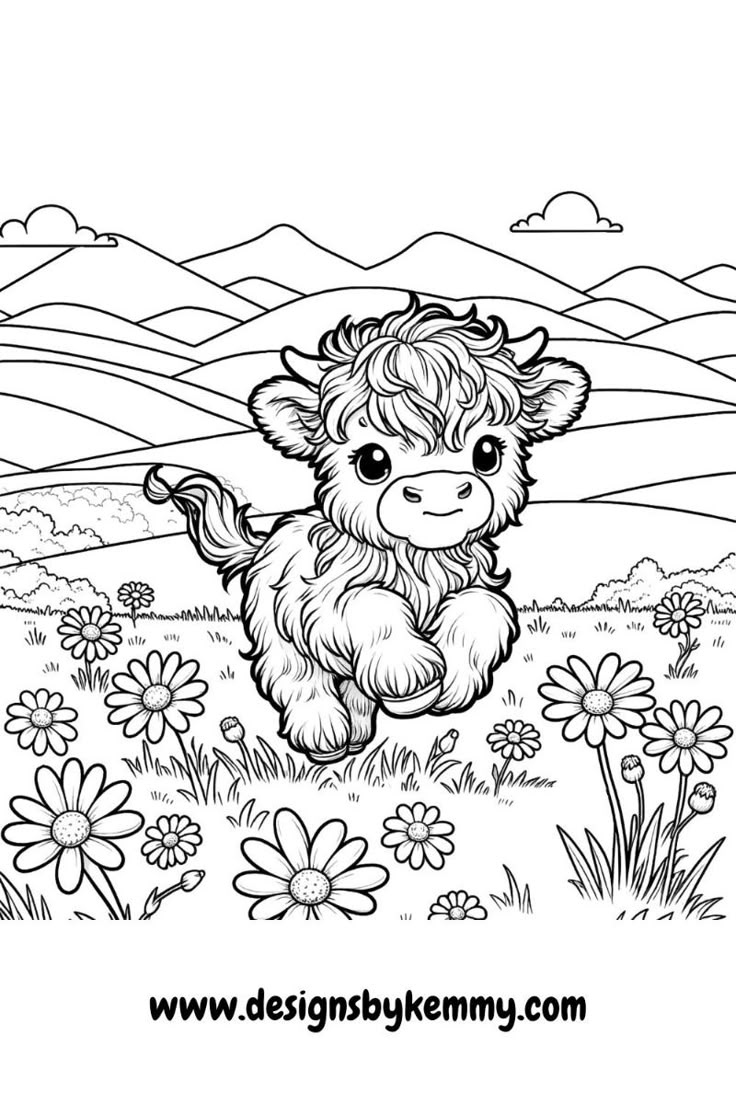 Adorable Highland Cow Coloring Pages for Relaxation and Fun