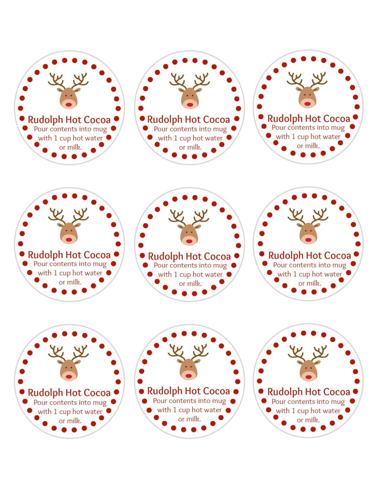 Adorable Rudolph Hot Cocoa DIY With Printable Gift Tags  OMC