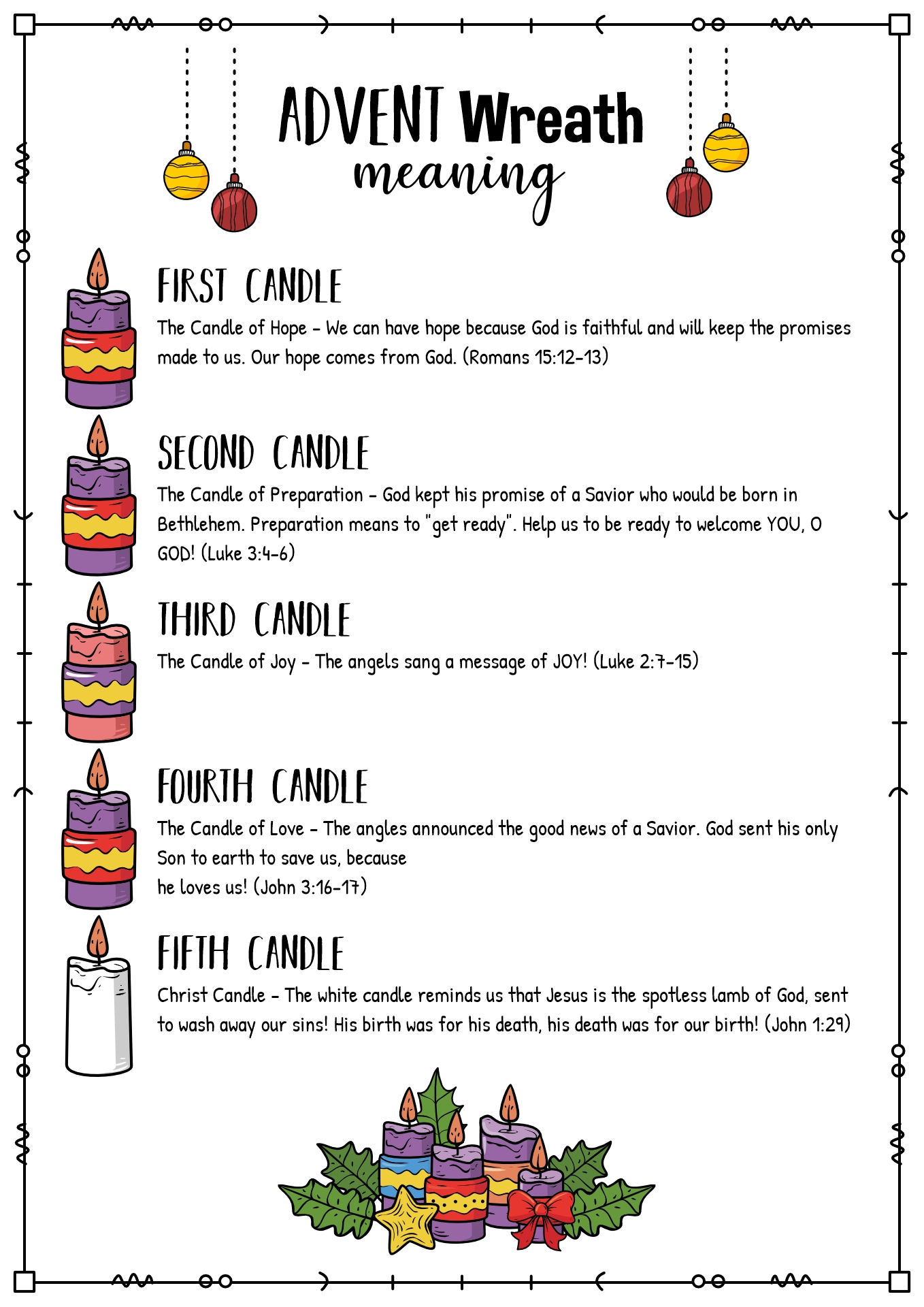 Advent Candles Coloring Page Worksheets - Free PDF at