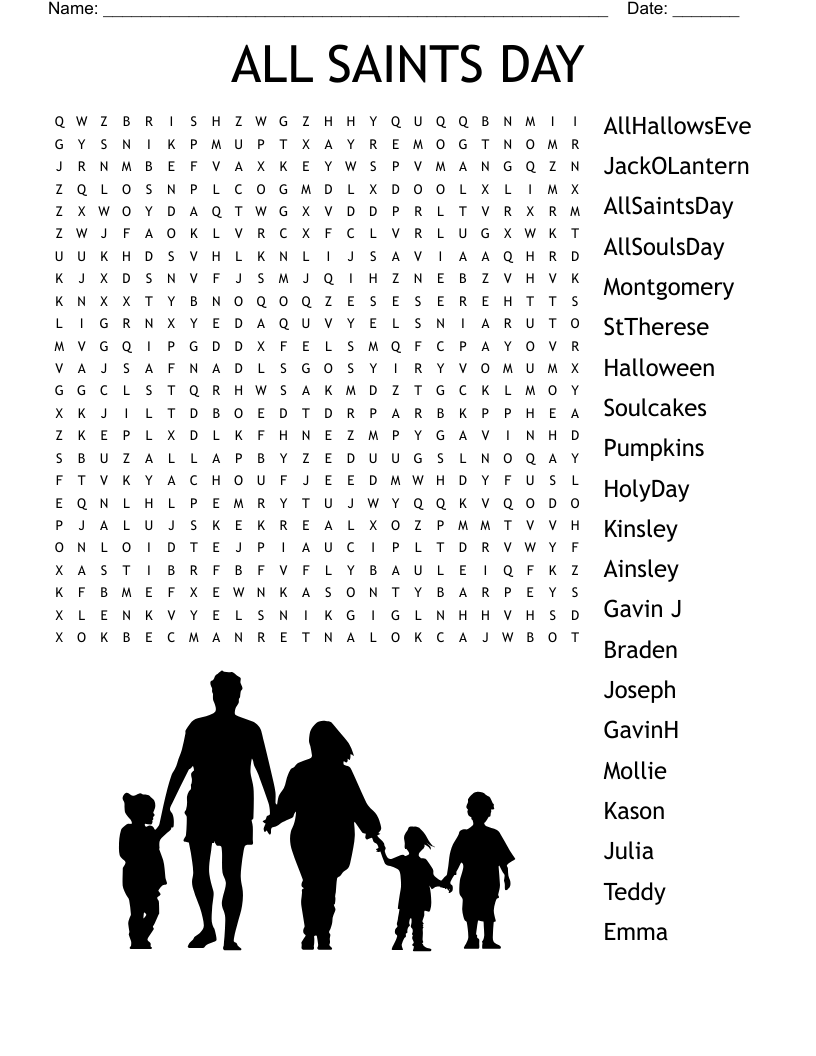 ALL SAINTS DAY Word Search - WordMint