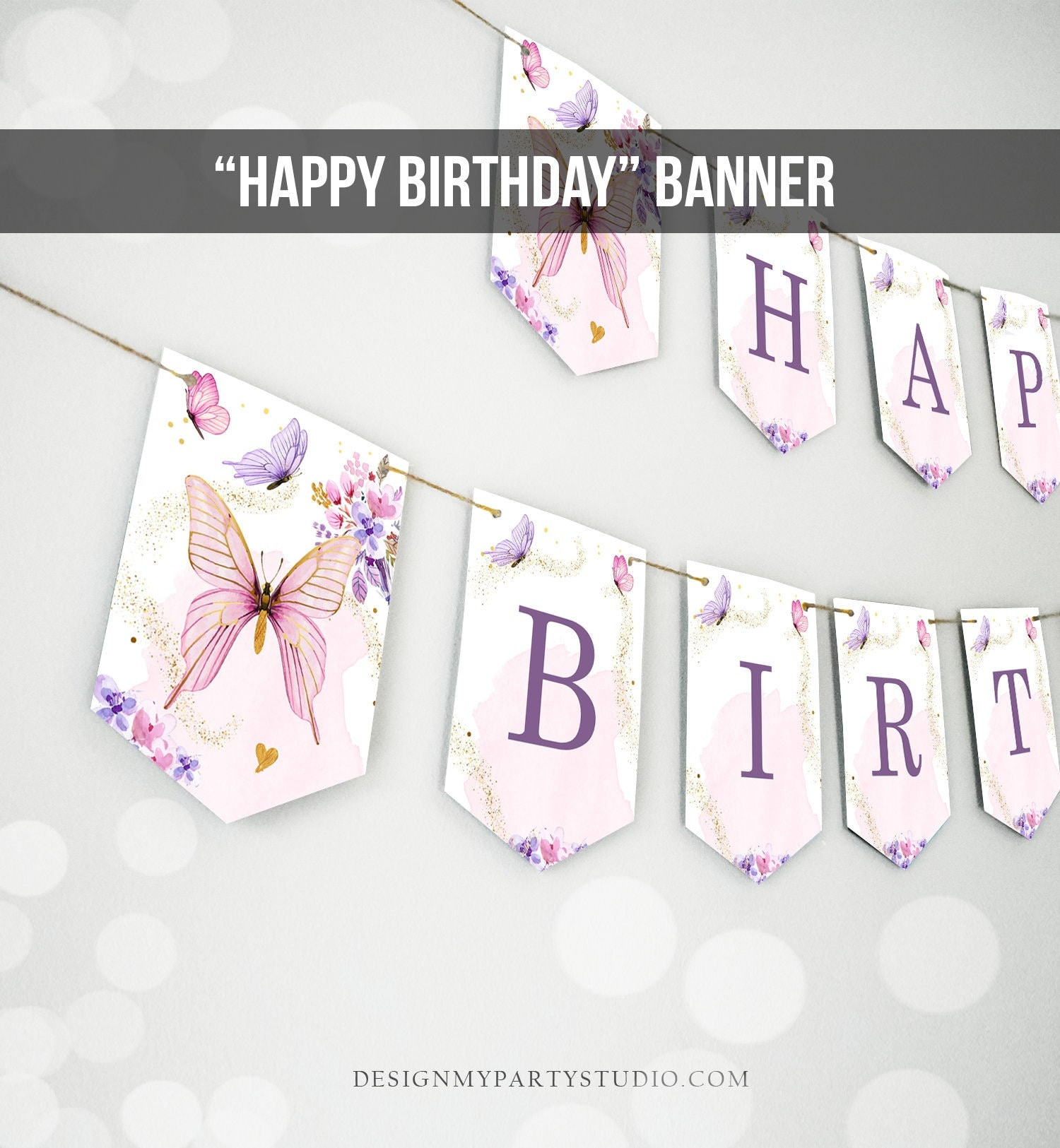Alles Gute zum Geburtstag Banner Schmetterling Geburtstagsbanner