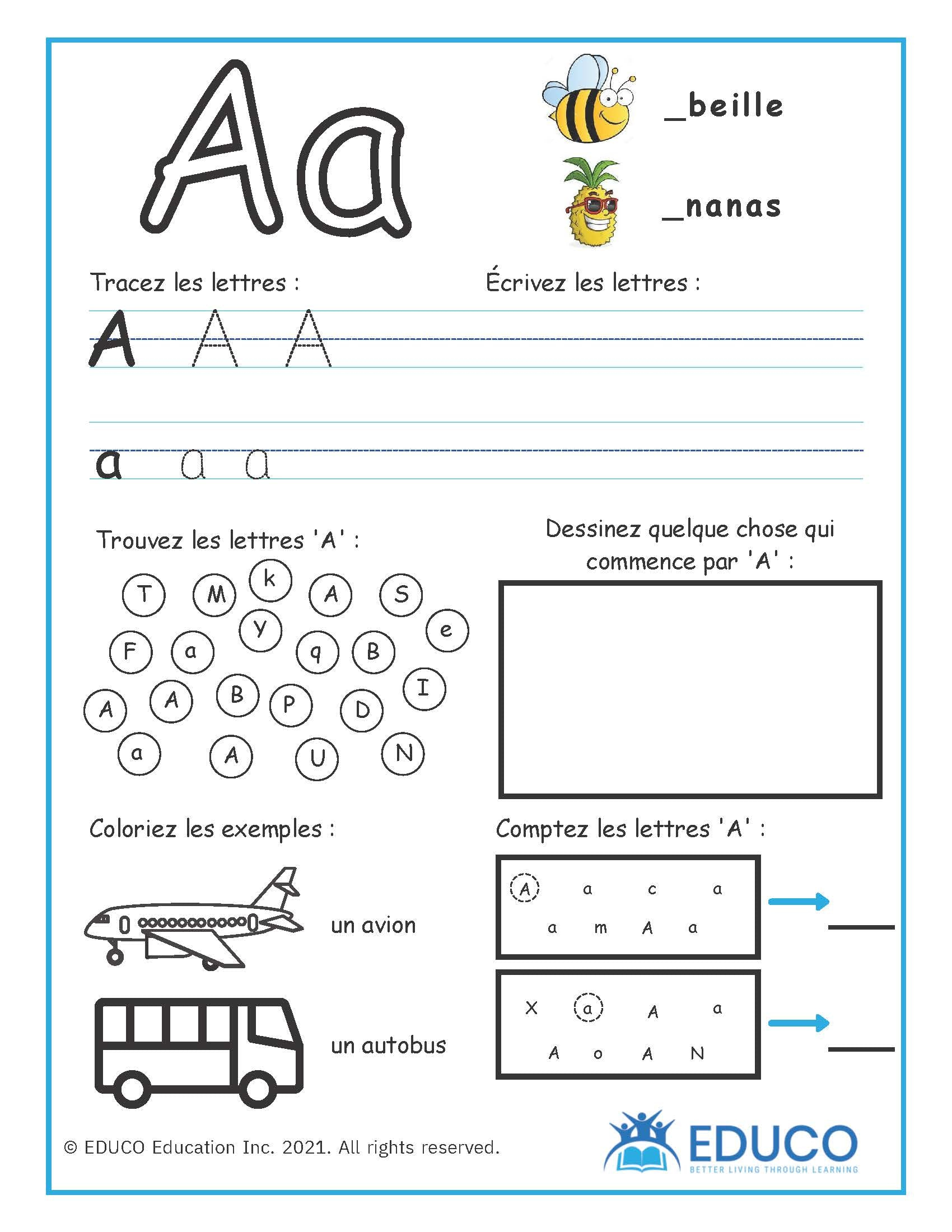 Alphabet Worksheets - French Learning Resources (Digital Download