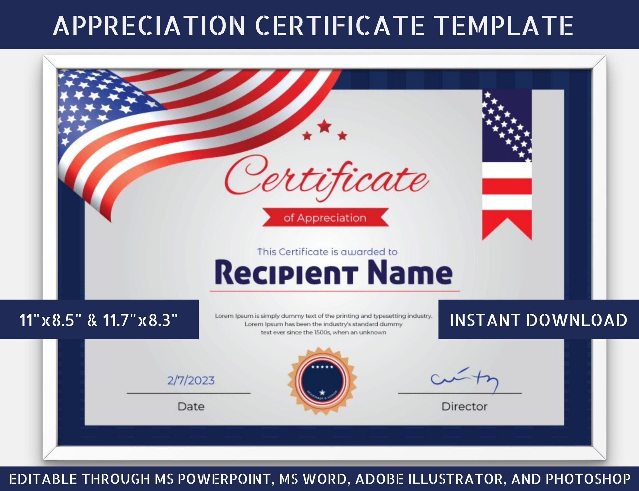 Amerikanische Wertschätzung Zertifikat Vorlage: Bunch (Digitaler