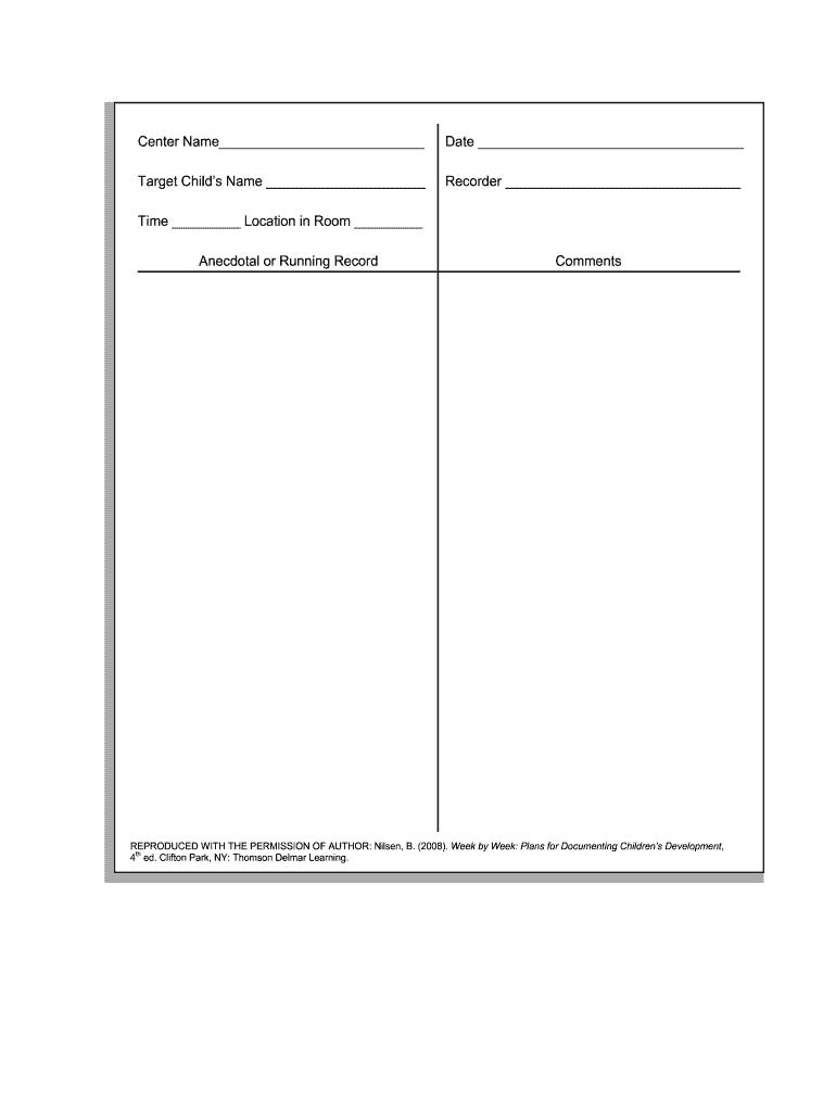 Anecdotal record template: Fill out & sign online  DocHub