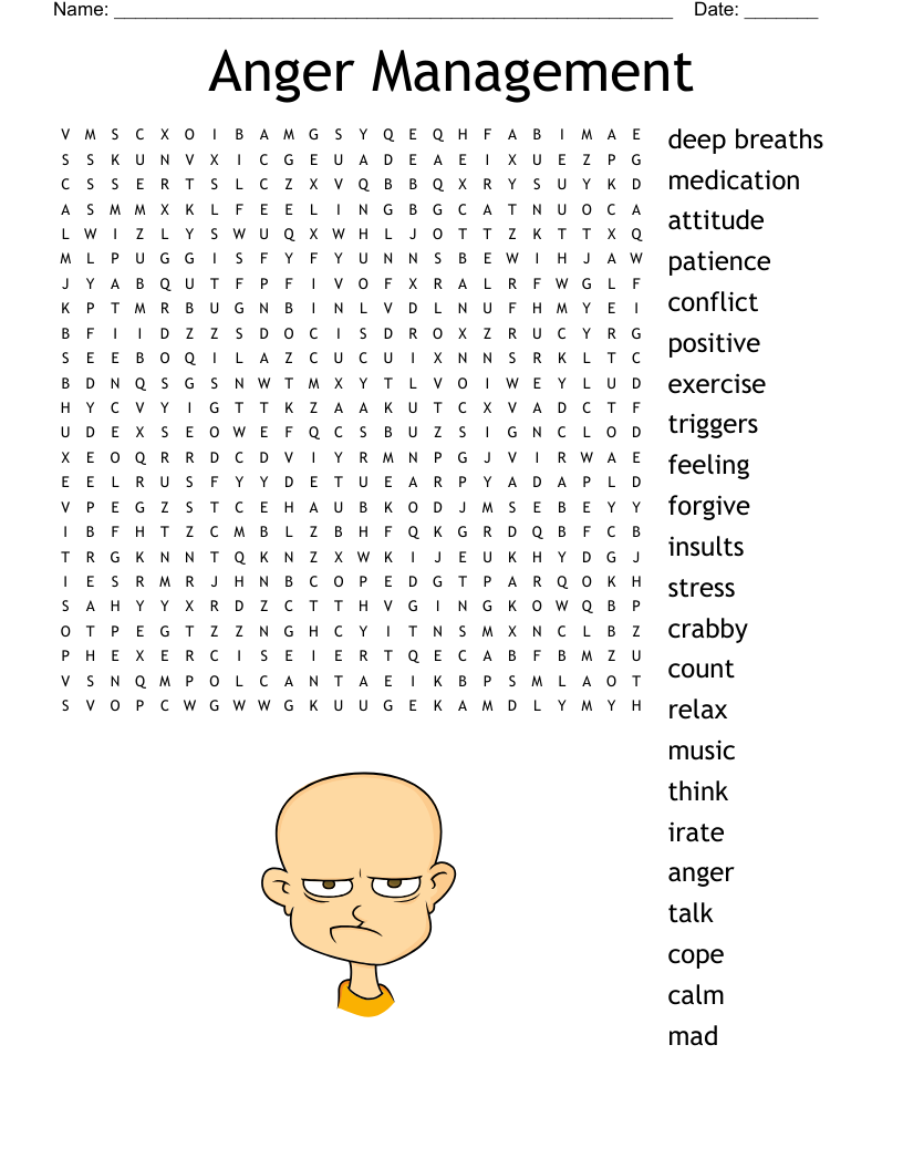 Anger Management Word Search - WordMint Anger Management Word Search - WordMint