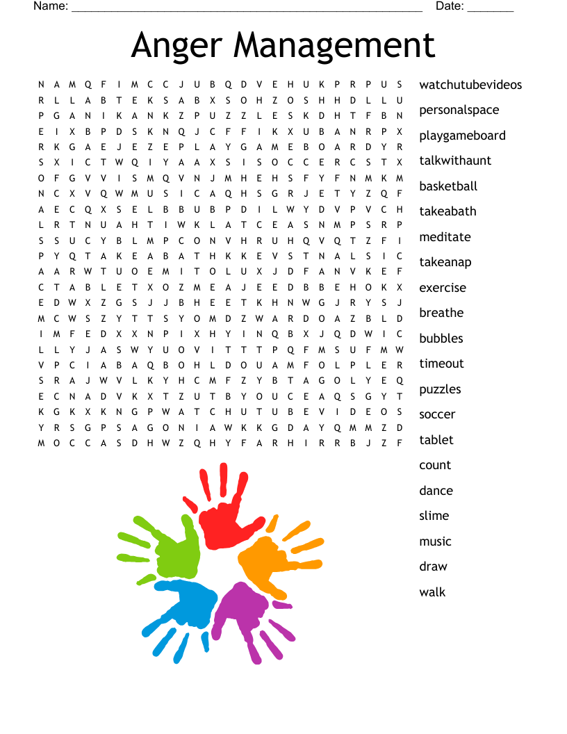 Anger Management Word Search - WordMint Anger Management Word Search - WordMint