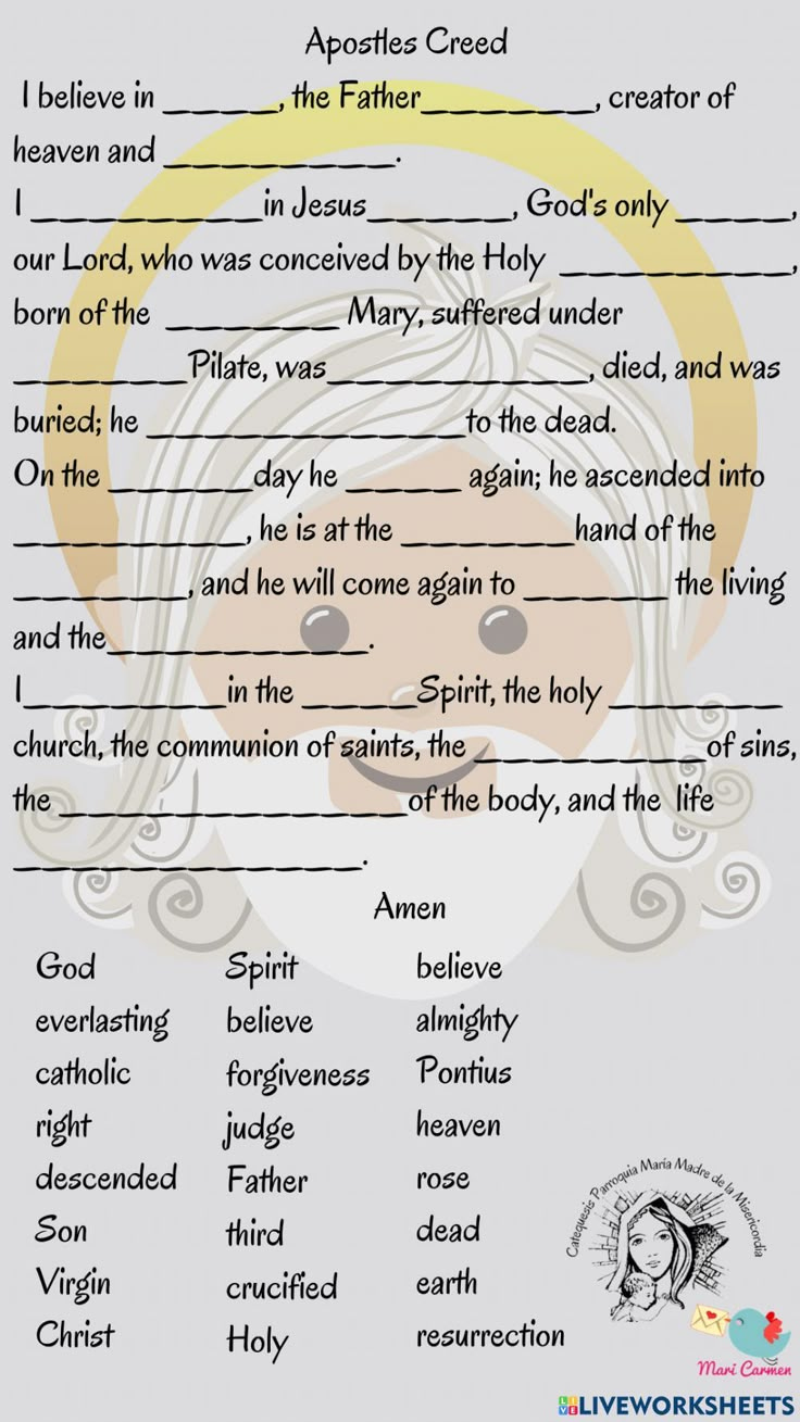 Apostles Creed worksheet