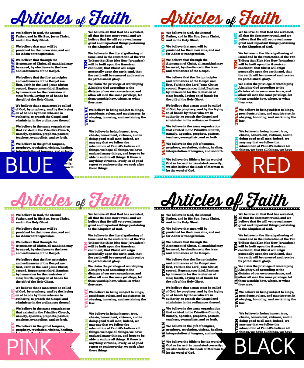 Articles of Faith - Free Printable Articles of Faith - Free Printable