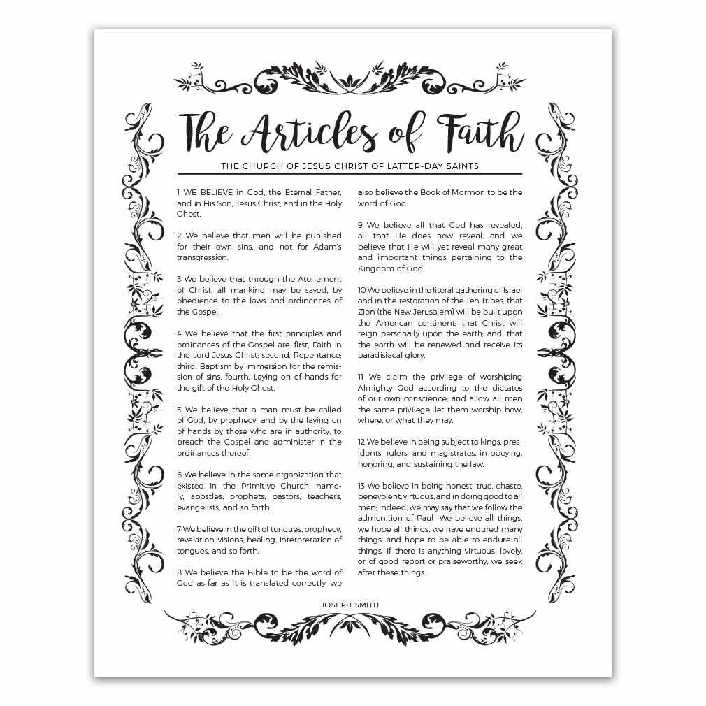 Articles Of Faith Lds Printable - Printable Party Favors