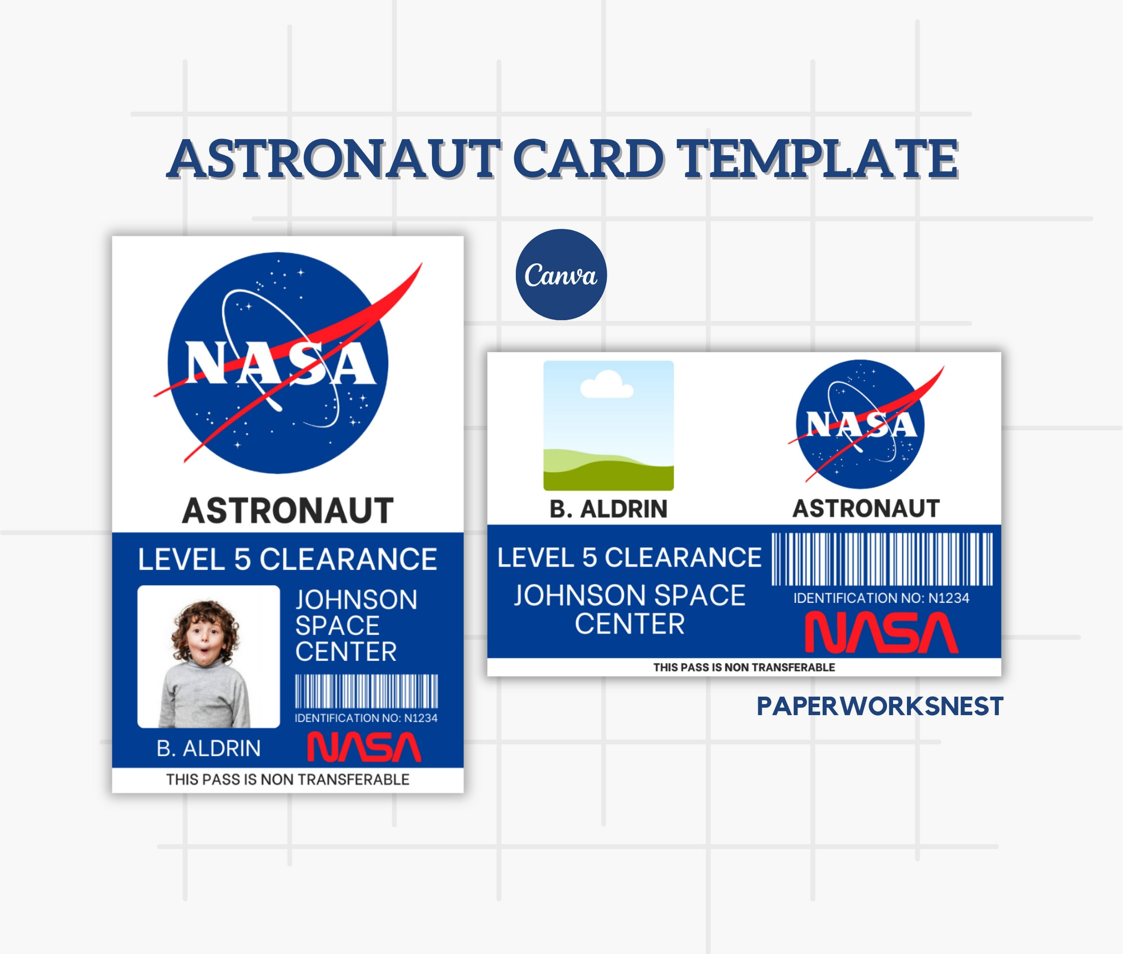 Astronaut Rocket Scientist Id Badge Template NASA Astronaut ID