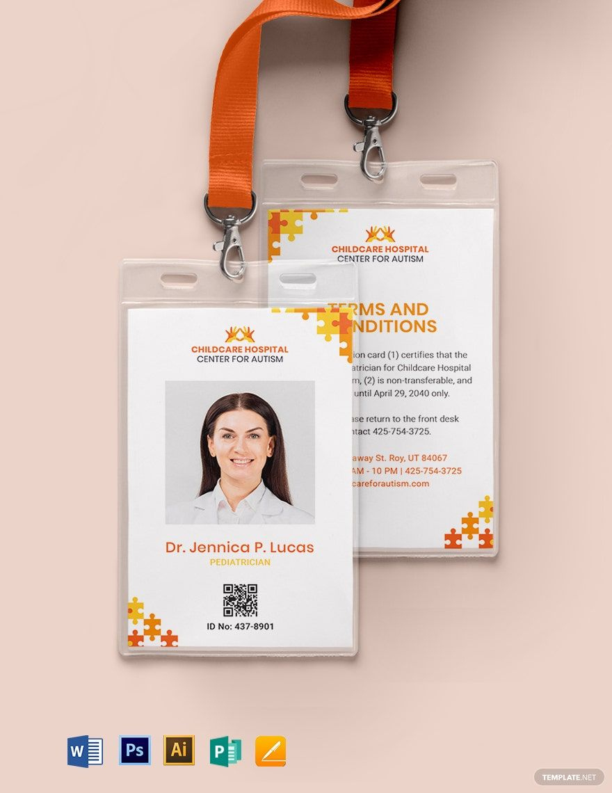 Autism ID Card Template in Illustrator, Publisher, PSD, Word