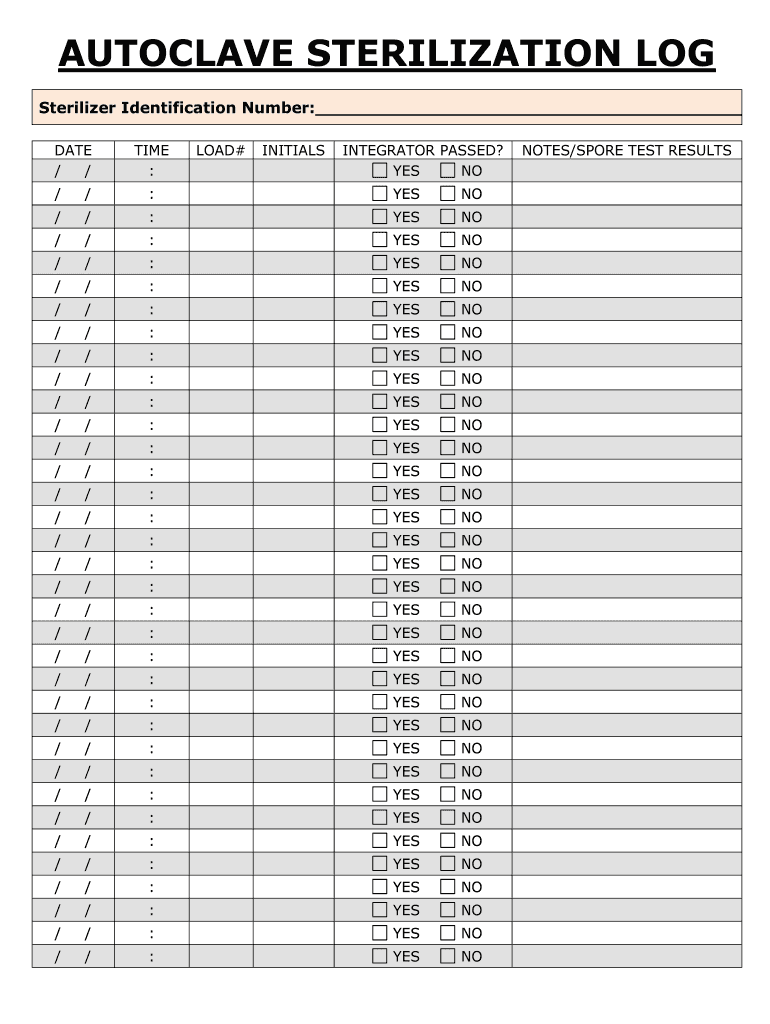 Autoclave log sheet: Fill out & sign online  DocHub