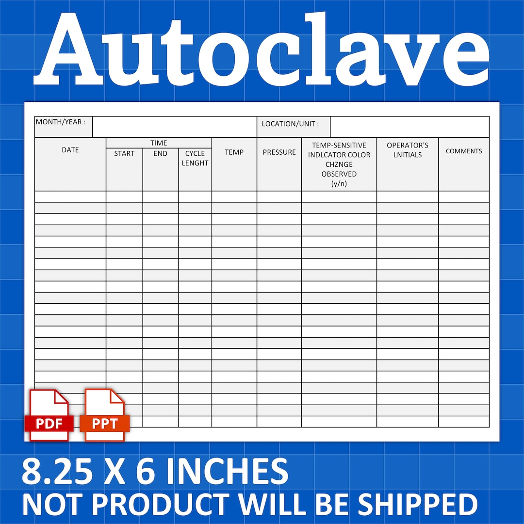 Autoclave Sterilization Log Printable: Track Processes (PDF