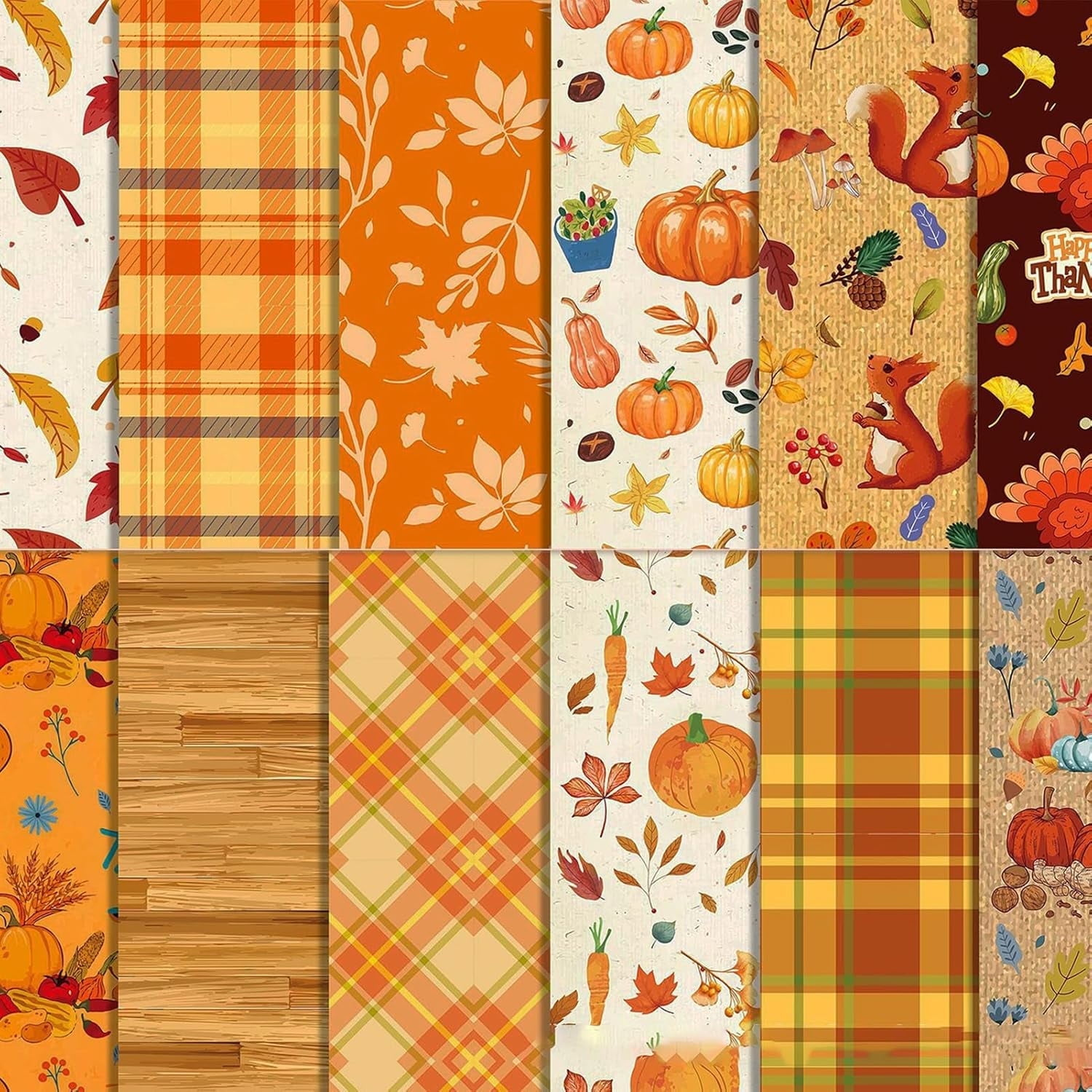 Autumn Leaves Craft Paper Whaline  Sheets Fall Plaid Pattern