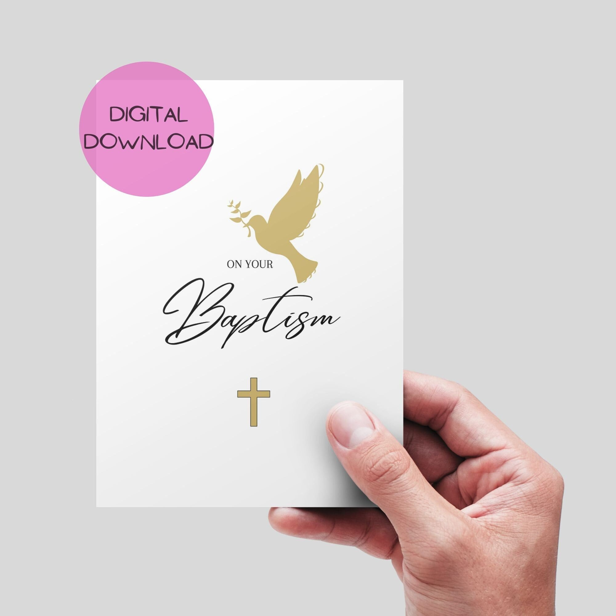 Baptism Printable Card, Instant Download