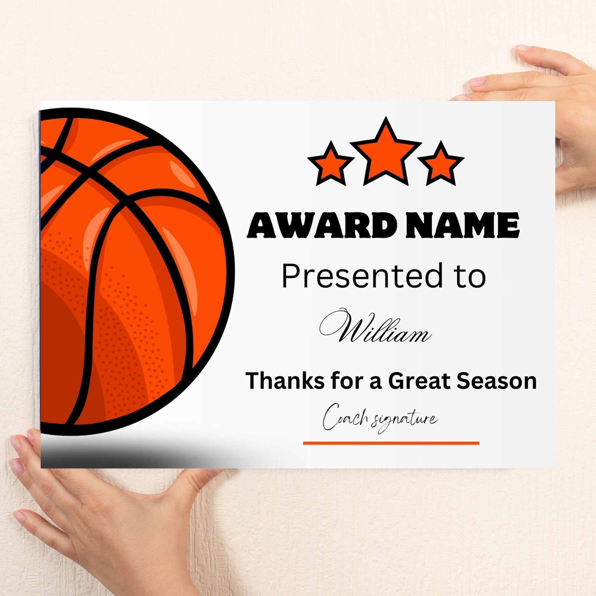 Basketball Award Certificate Editable Canva Template Printable Basketball Award Certificate Editable Canva Template Printable
