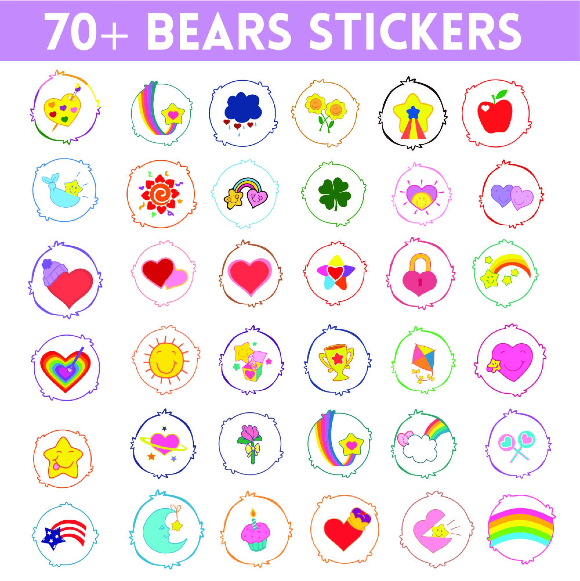 Bears Belly Badges Bundle Png-svg, Care Silhouette,bears Badges