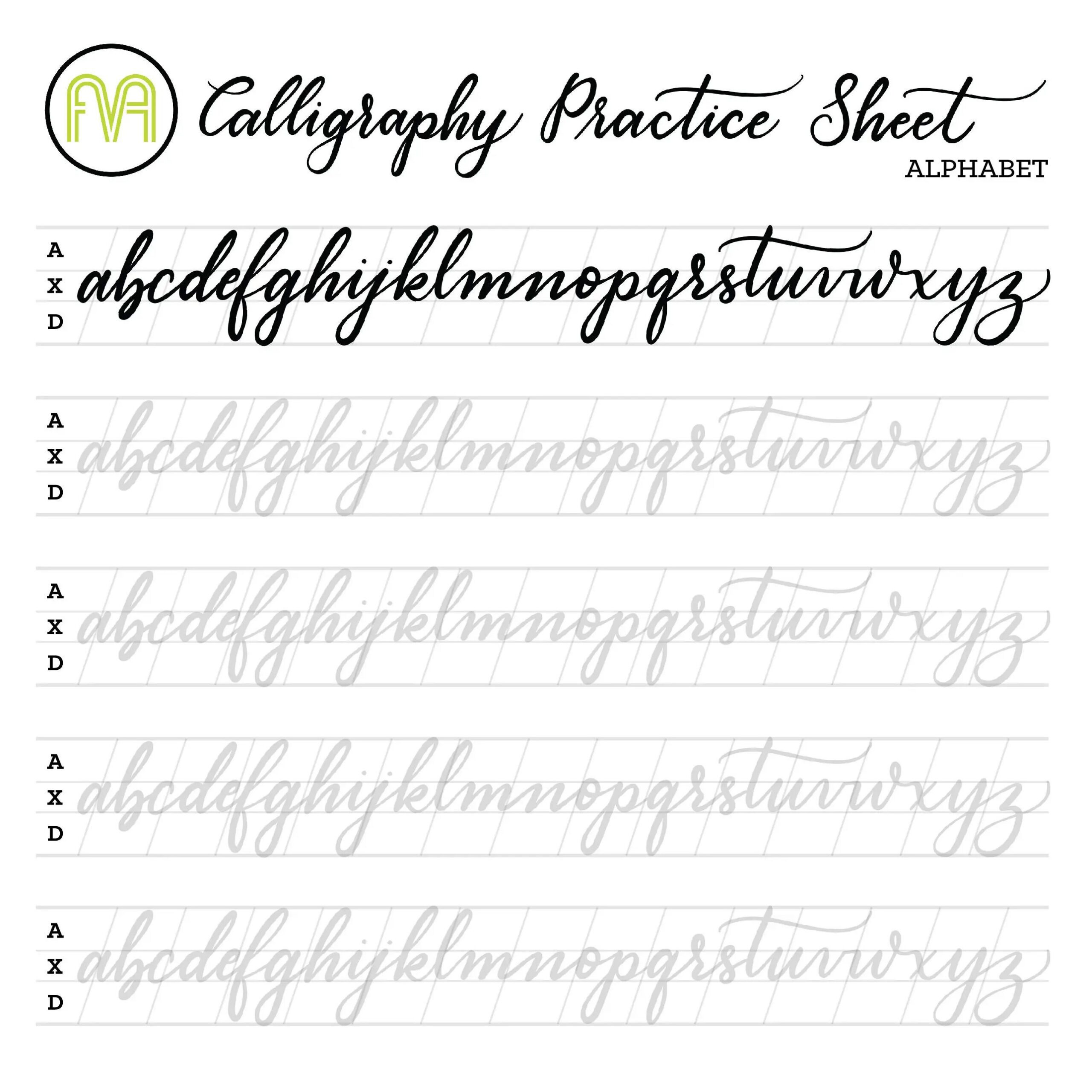 Beginner Printable Calligraphy Practice Sheets - Printable Party Beginner Printable Calligraphy Practice Sheets - Printable Party