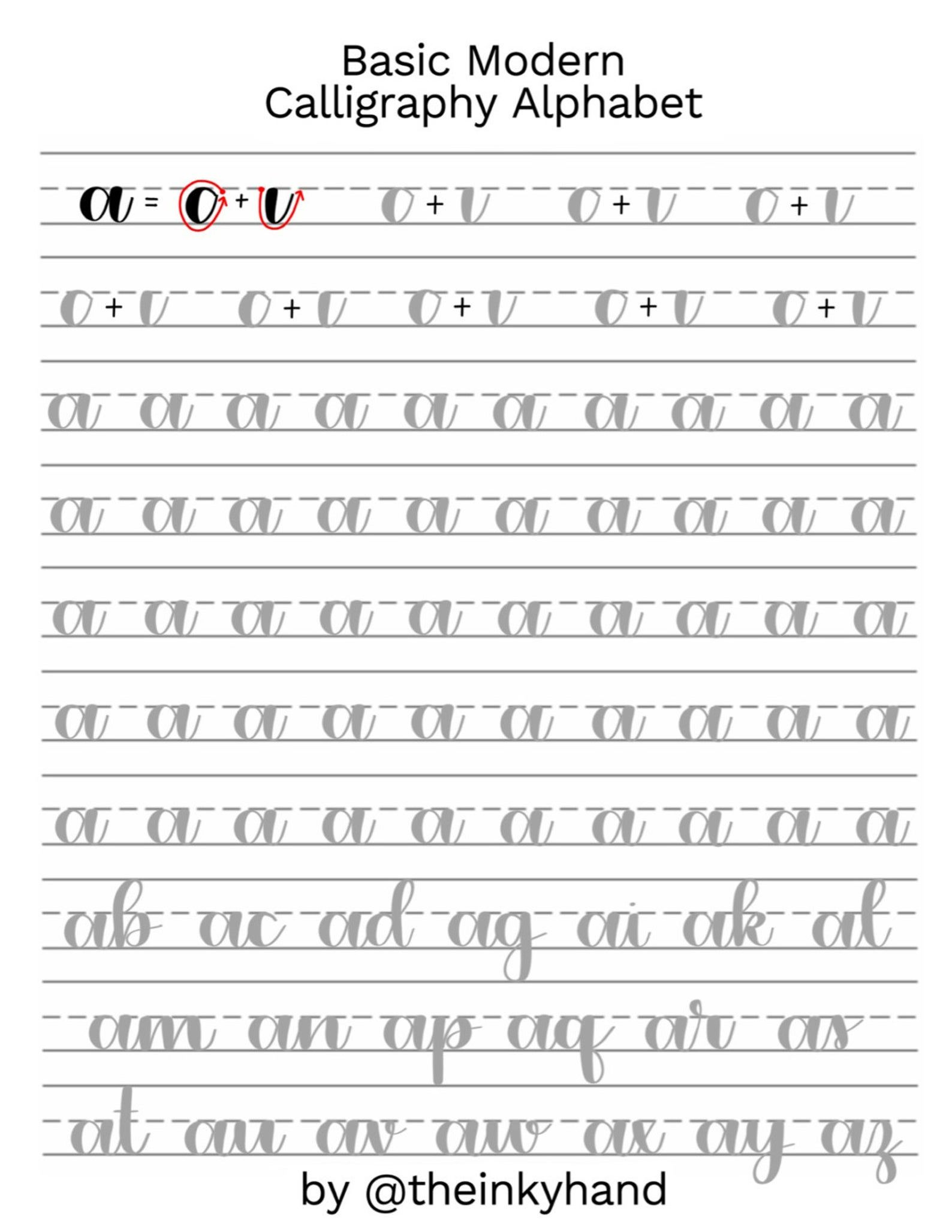 Beginner Printable Calligraphy Practice Sheets - Printable Party