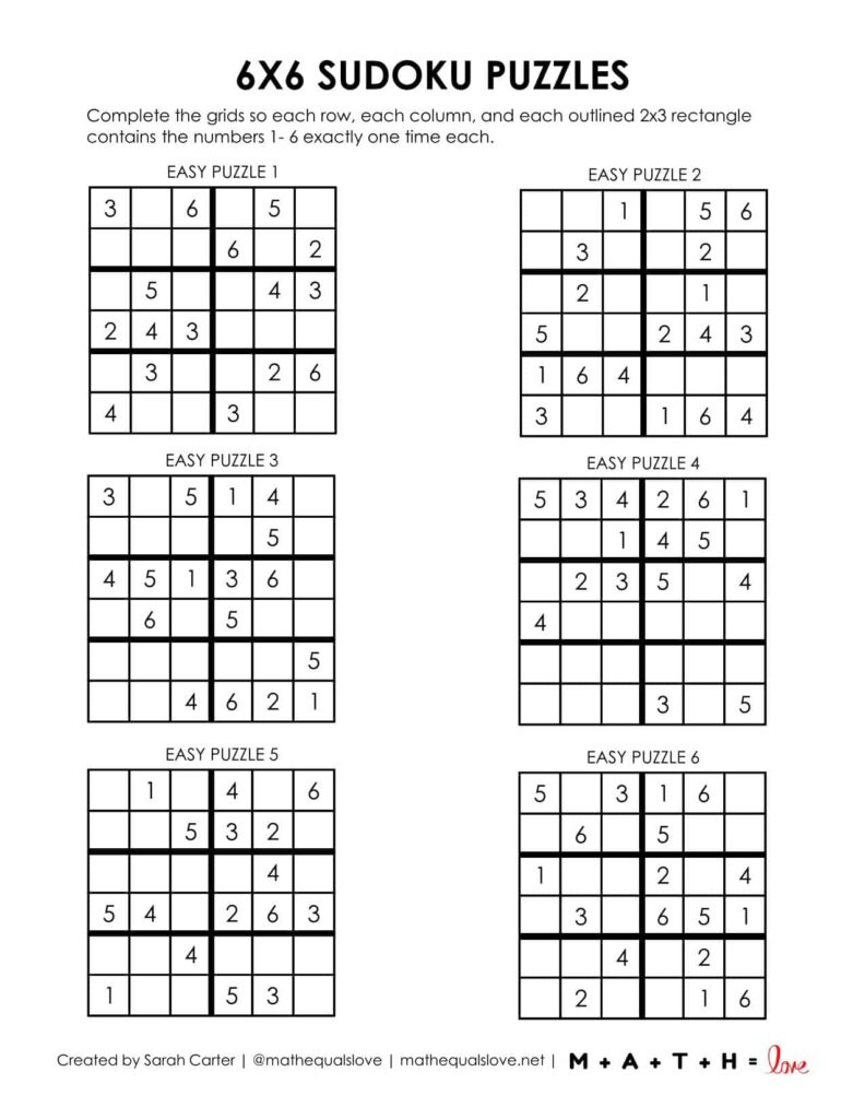 Beginner Sudoku x Printable Puzzles (PDF)
