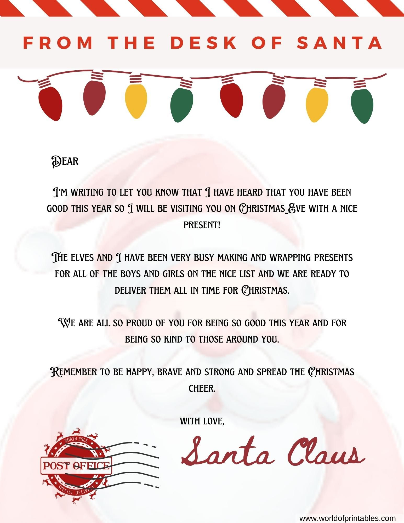 Best Free Letter From Santa Templates - World of Printables