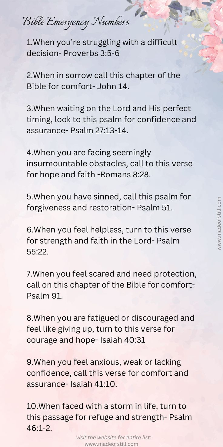 Bible Emergency Numbers Printable