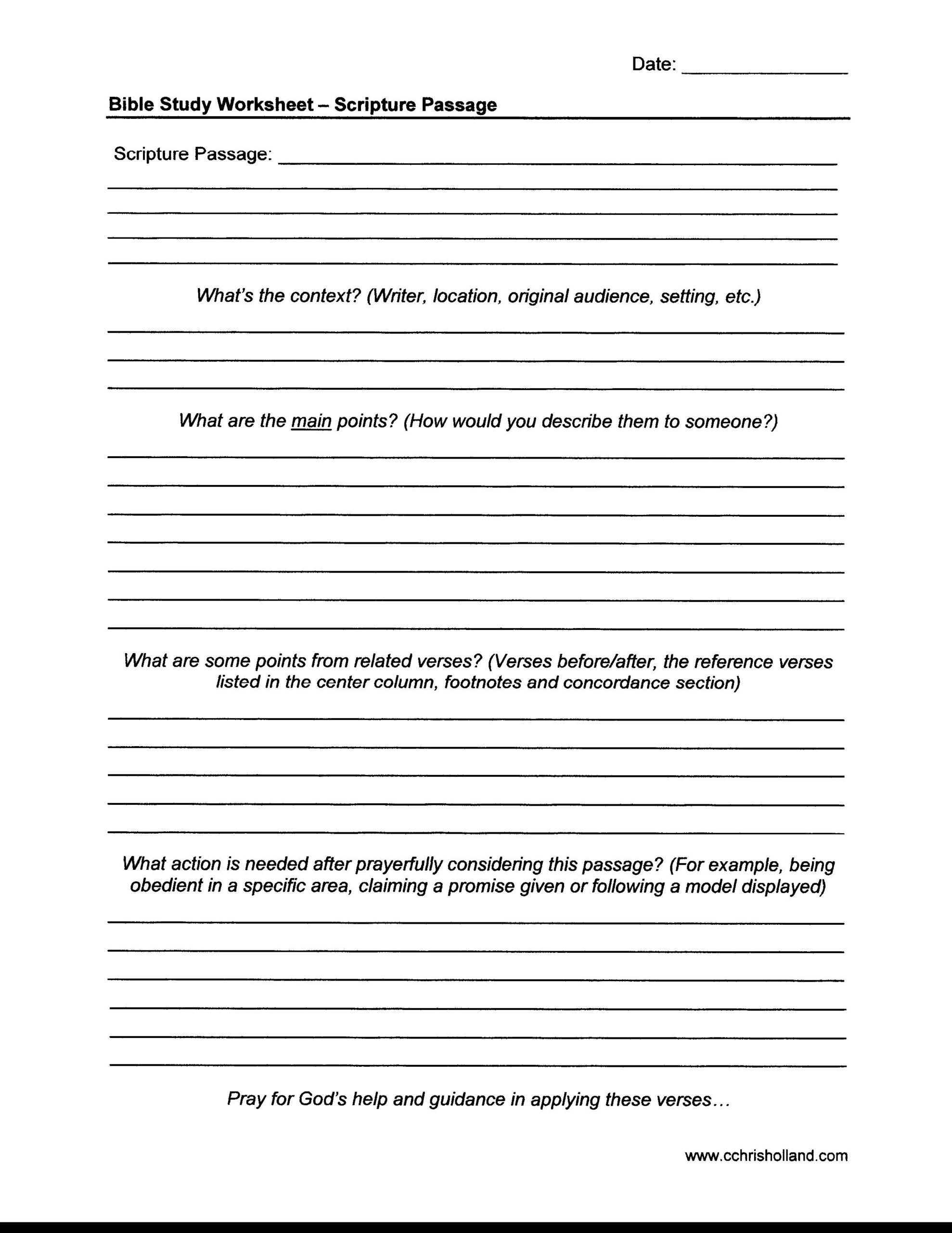 Bible Study Worksheets  cchrisholland