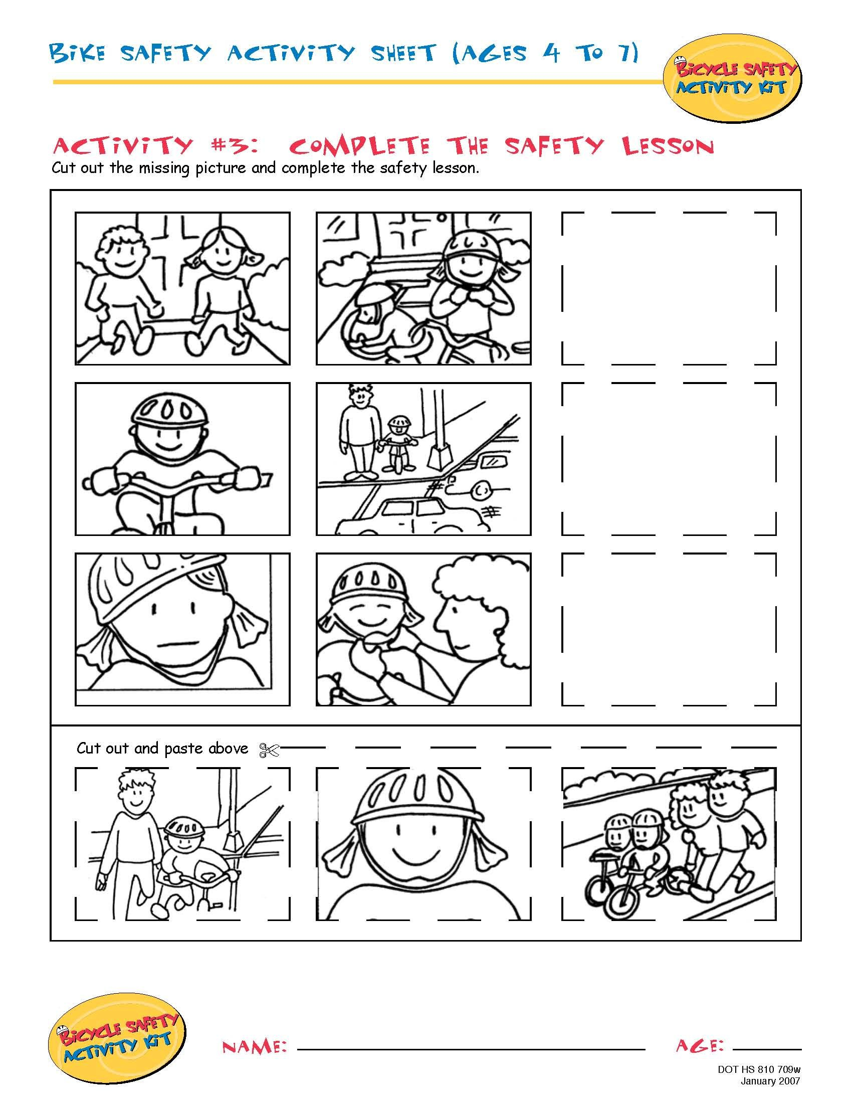 Bike Safety Activity Sheet (Ages  to ) Complete the Safety Lesson