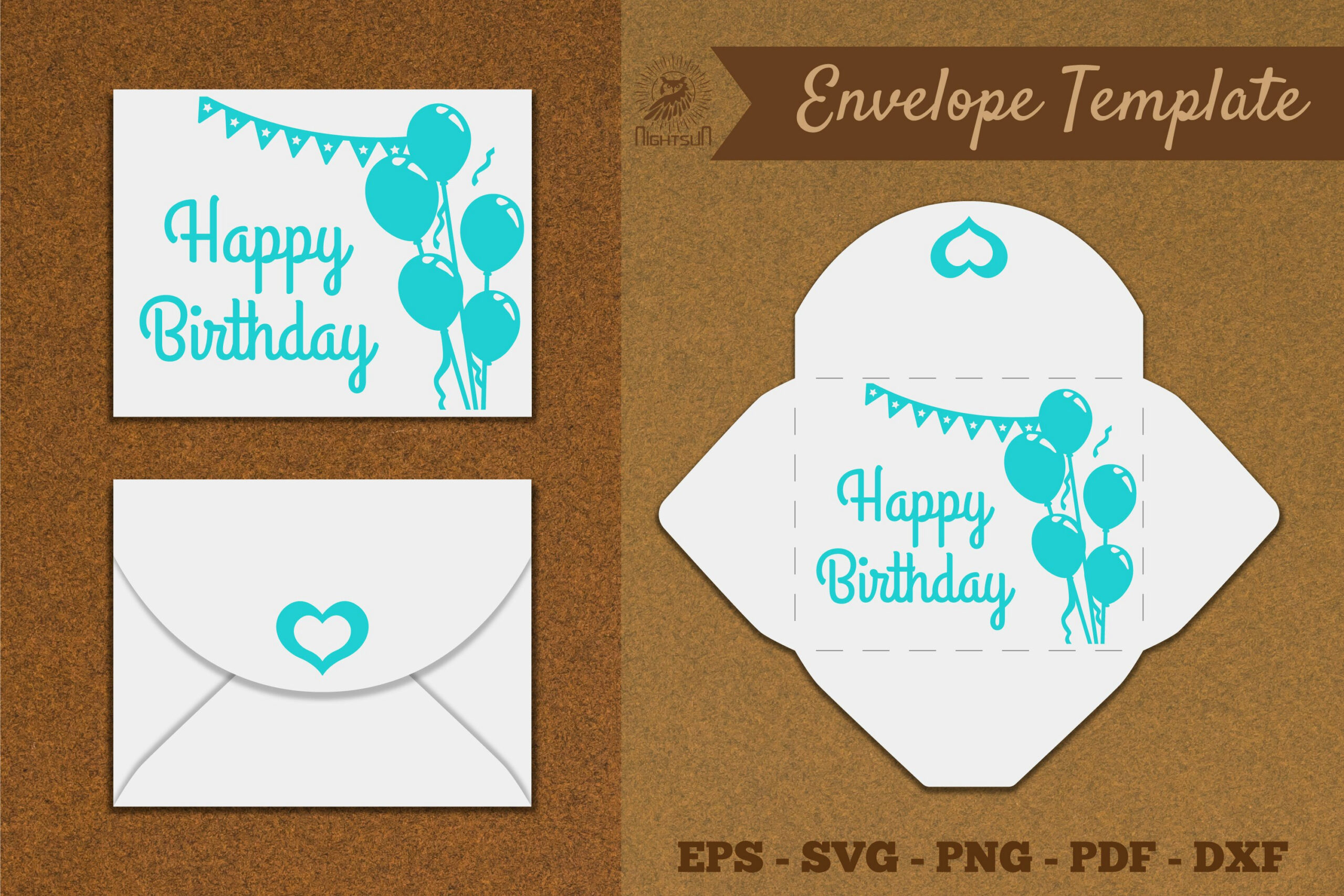 Birthday Envelope Template SVG ()