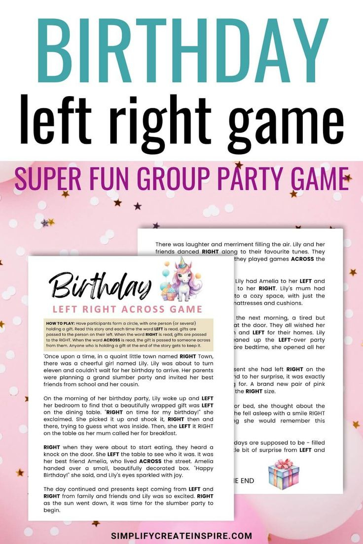 Birthday Left Right Game - Fun Birthday Party Game
