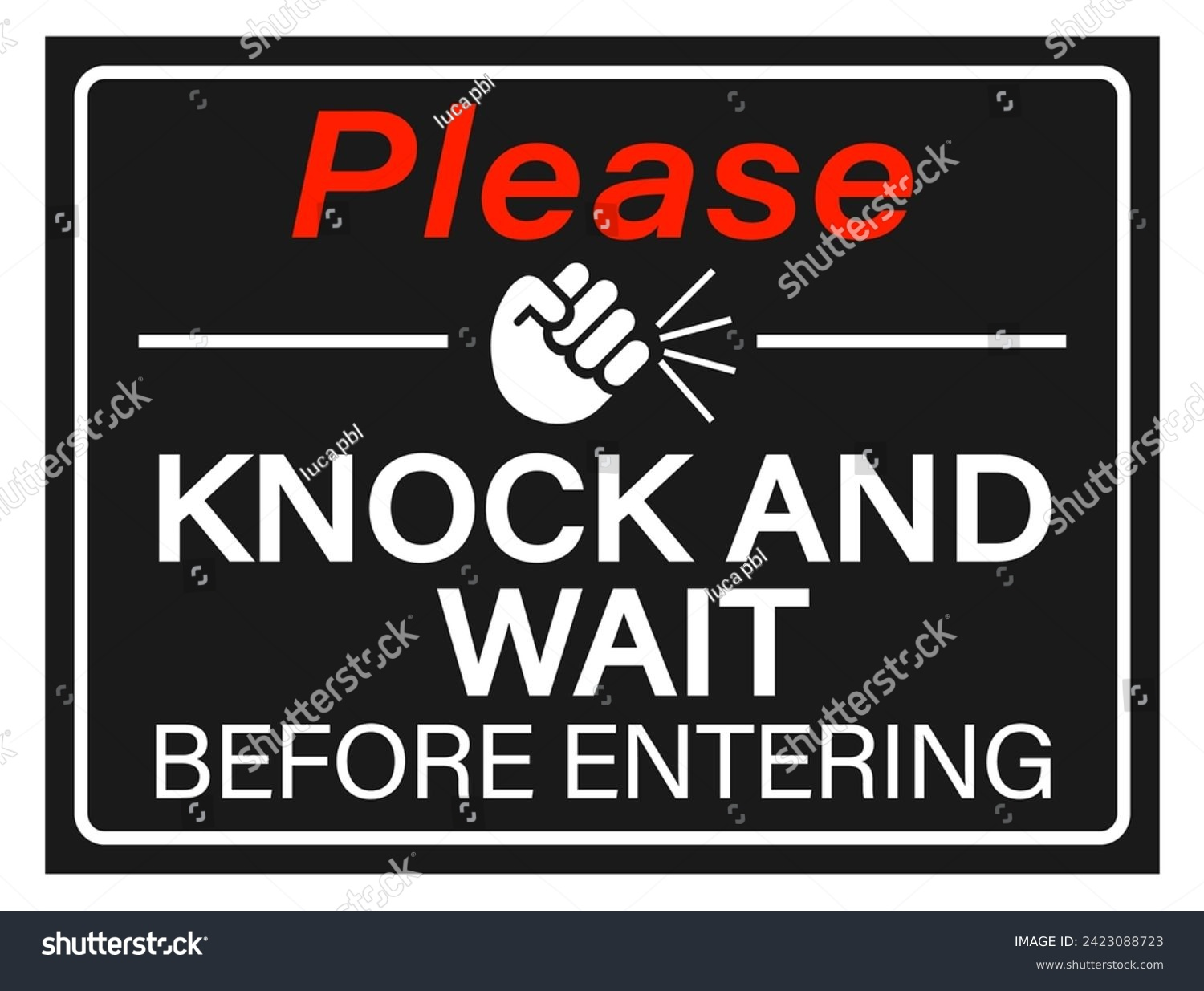 Bitte klopfen Sie und warten Sie,: Stock-Vektorgrafik (Lizenzfrei Bitte klopfen Sie und warten Sie,: Stock-Vektorgrafik (Lizenzfrei