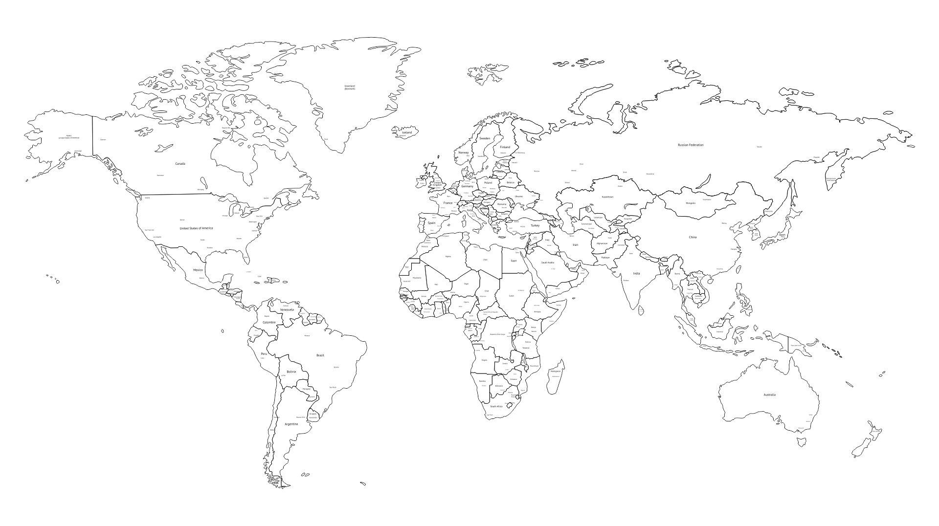 Black And White World Map - Free PDF Printables Printablee Black And White World Map - Free PDF Printables Printablee