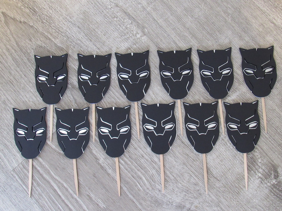Black Panther Cupcake Toppers: Wakanda Forever Thema, Superheld Black Panther Cupcake Toppers: Wakanda Forever Thema, Superheld