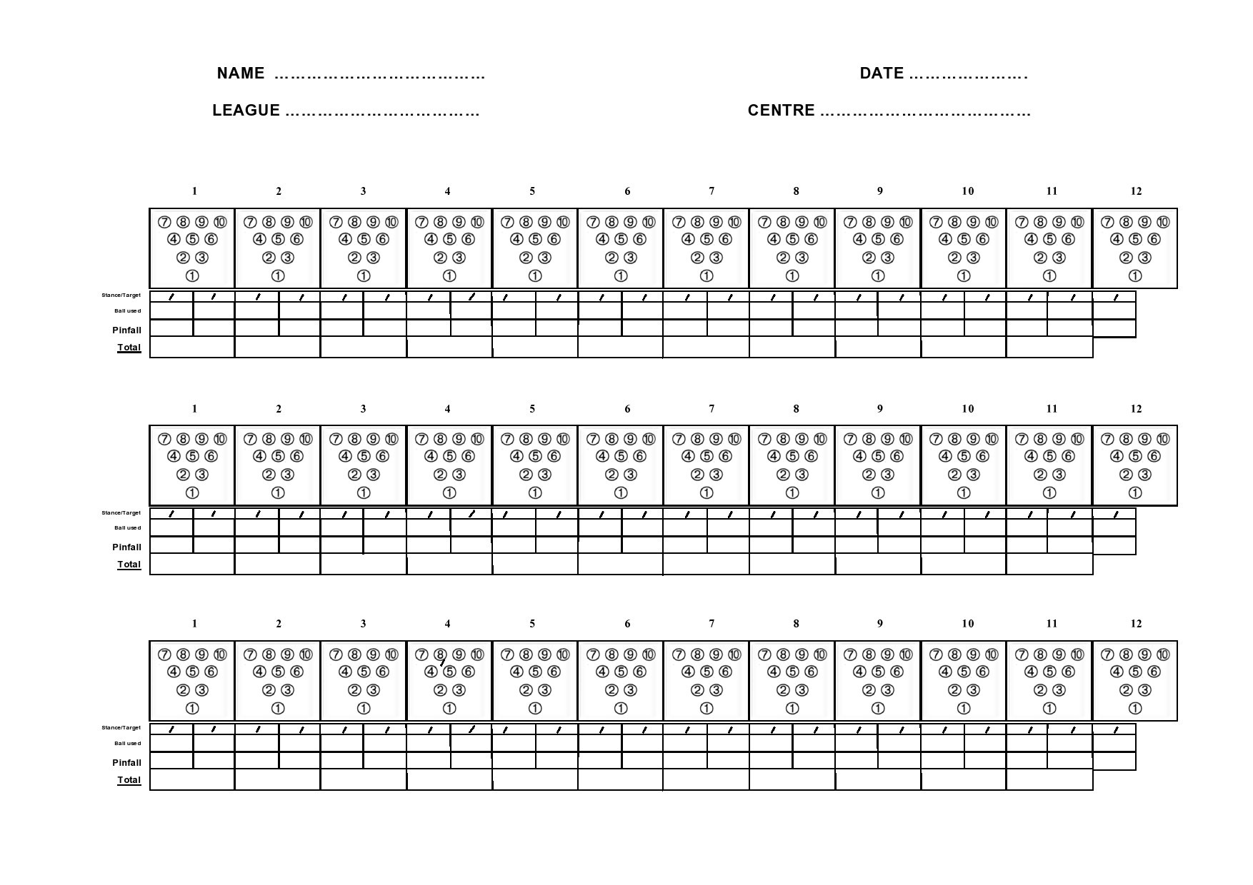 Black Paper Notepad Bowling Score Sheet Free Printable - Printable