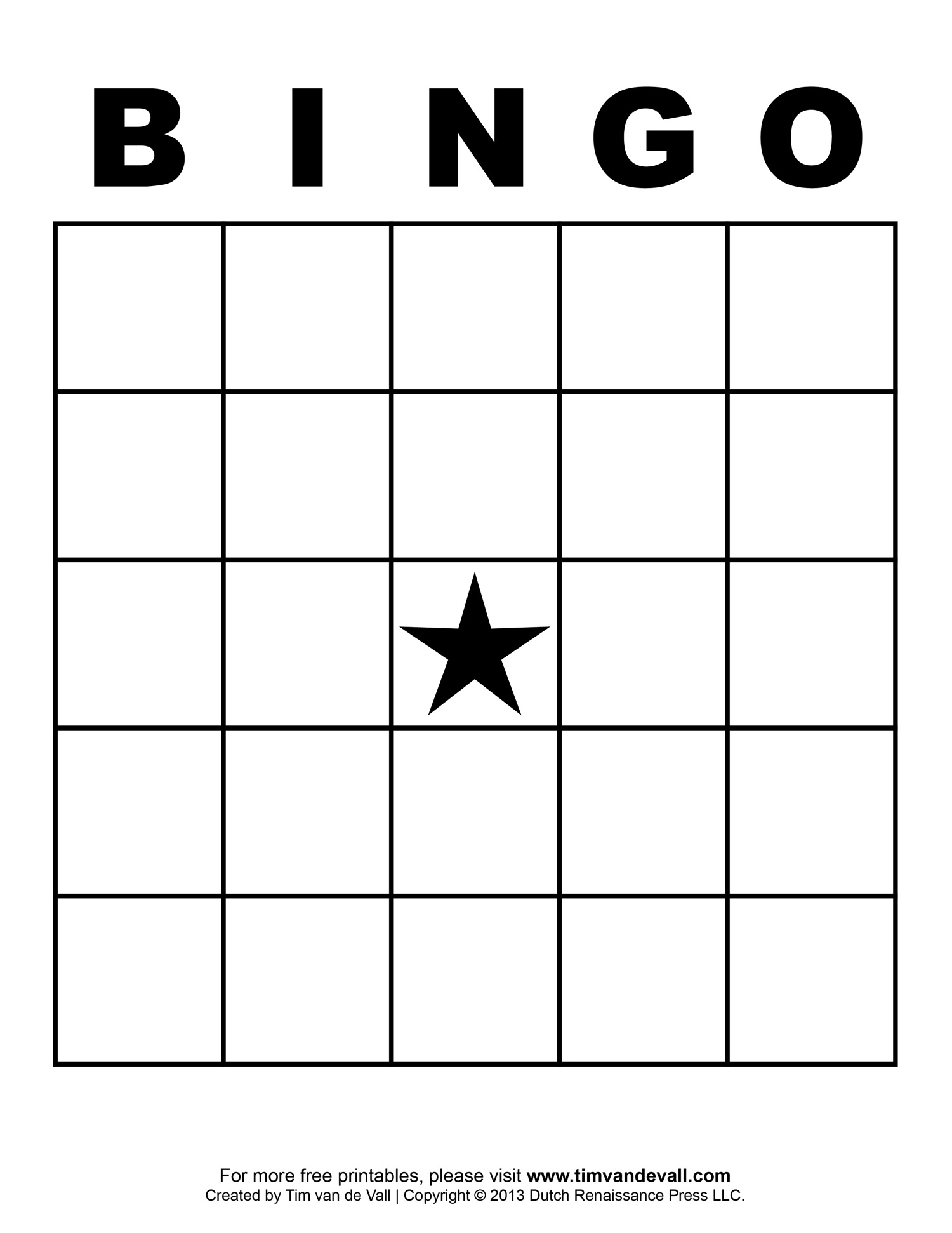 Blank Bingo Template - Tim