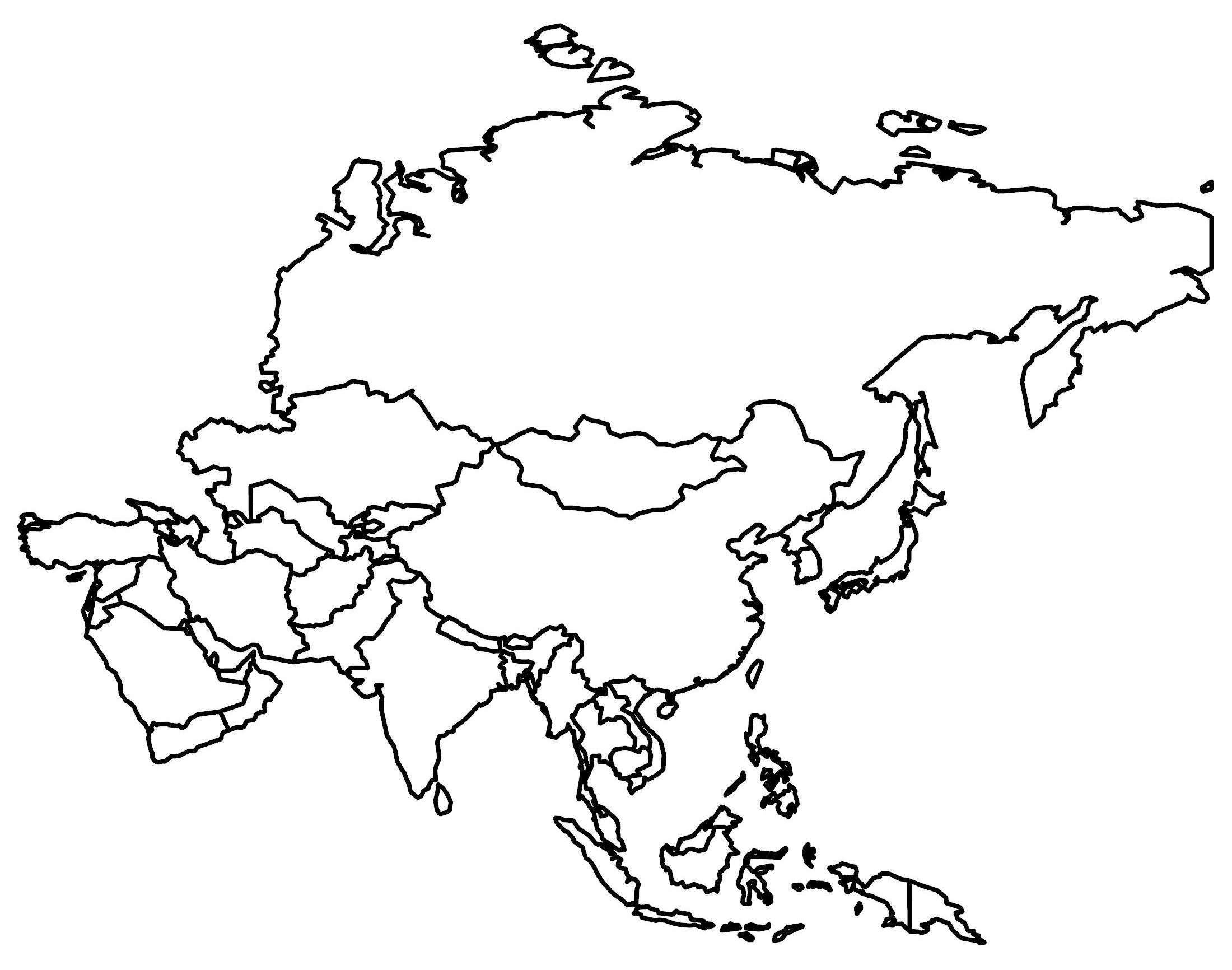 Blank Map of Asia with Country Outlines - GIS Geography