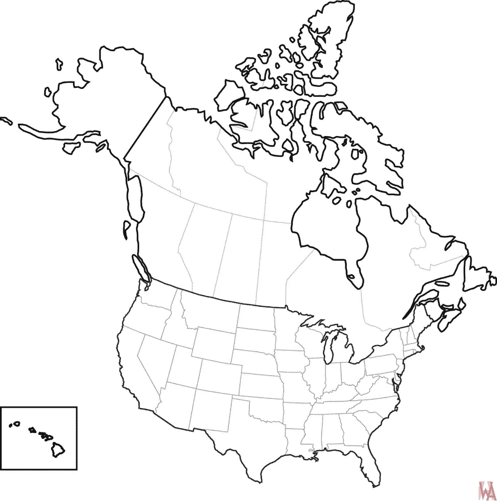 Blank Outline Map of the United States And Canada  WhatsAnswer