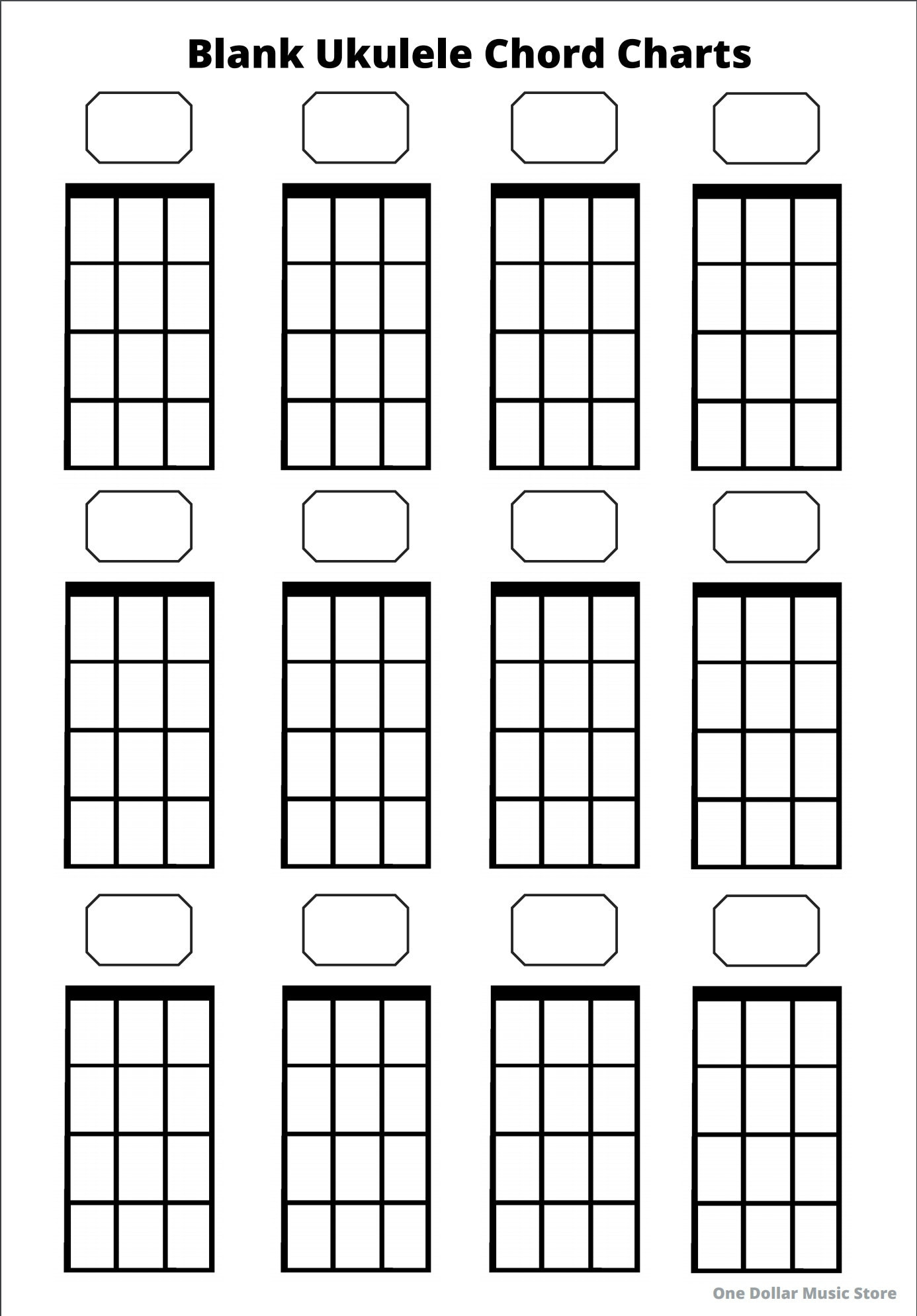 Blank Ukulele Chord Chart for Beginners (instant Download) - Etsy UK