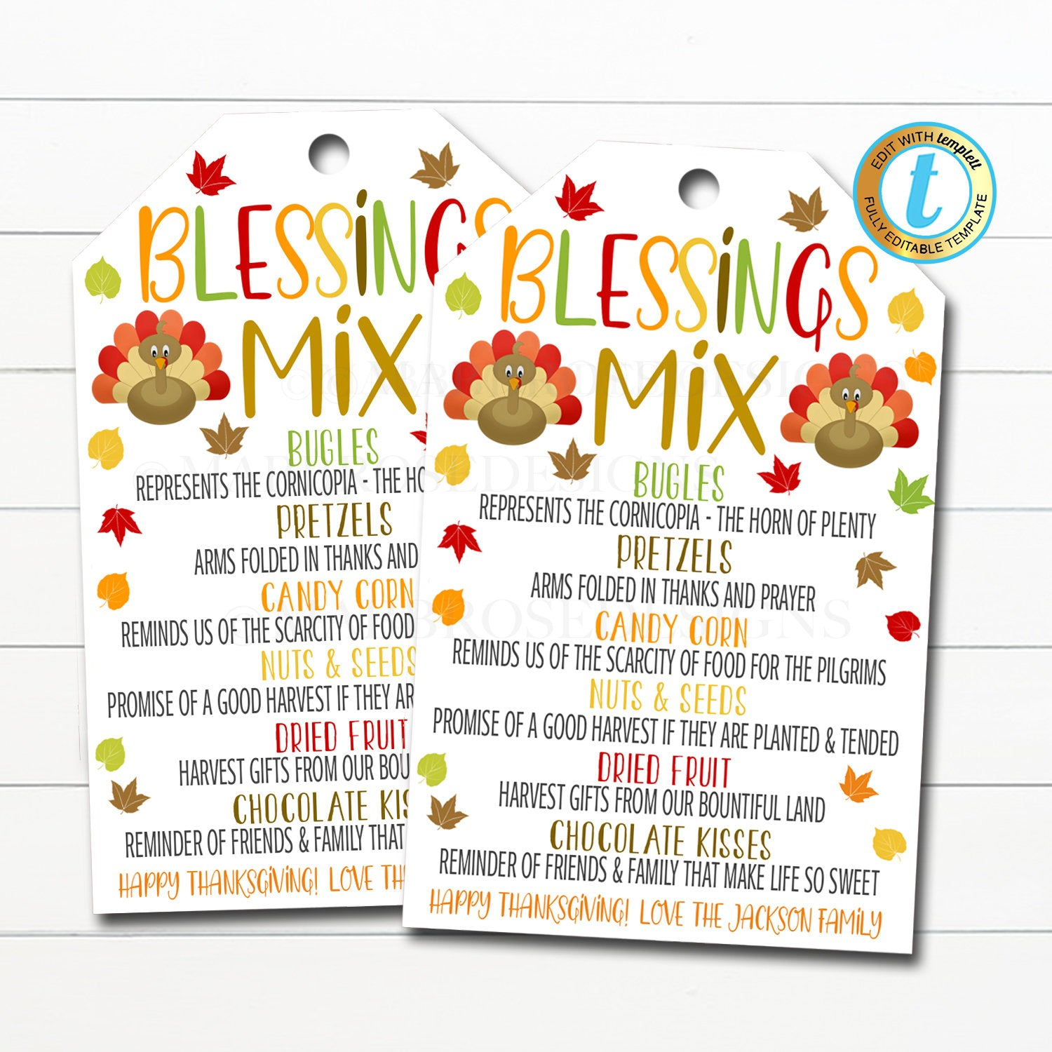 Blessings Mix Gift Tag, Thanksgiving Treat Tags — TidyLady Printables Blessings Mix Gift Tag, Thanksgiving Treat Tags — TidyLady Printables