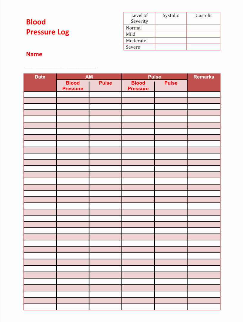 Blood Pressure Chart -  Free PDF Printables  Printablee