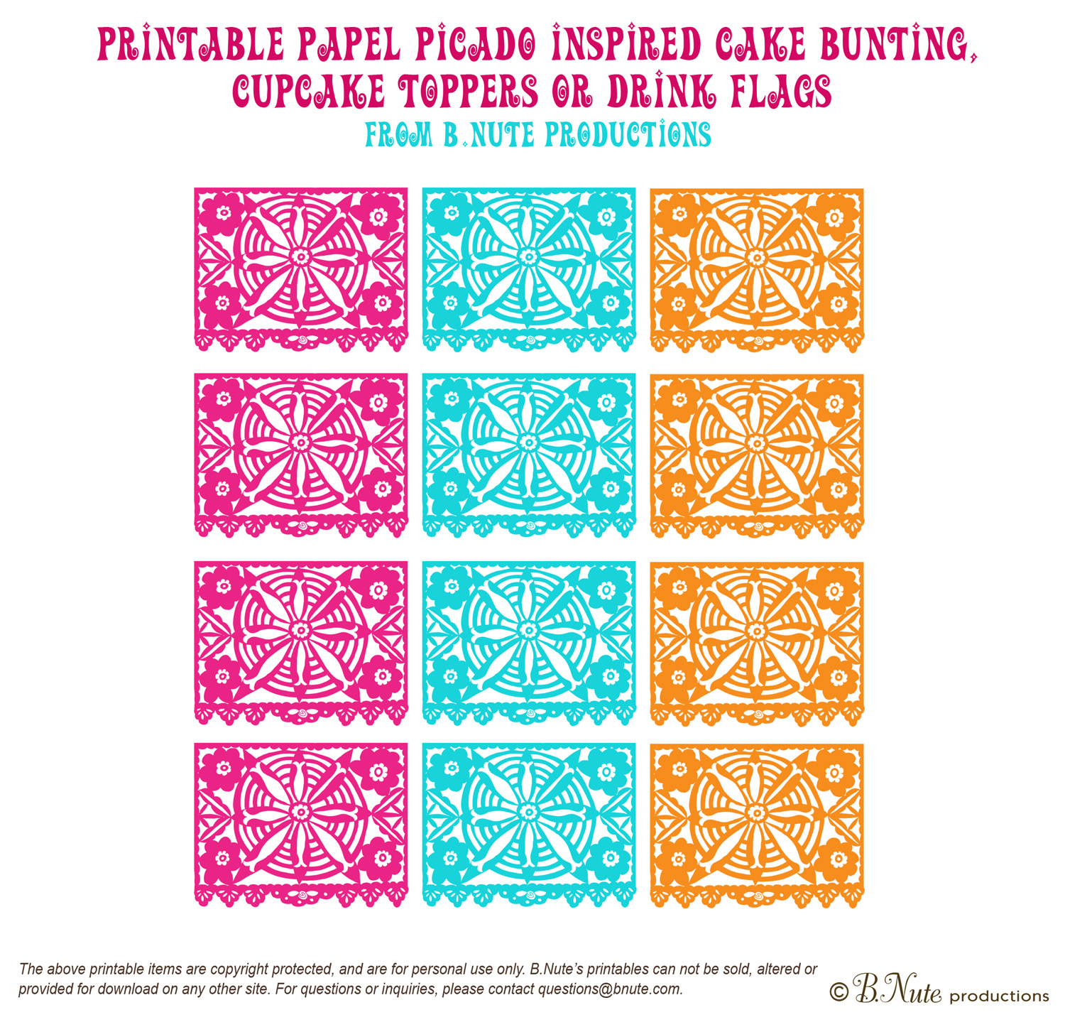 bnute productions: Free Printable Papel Picado Inspired Mini Banner