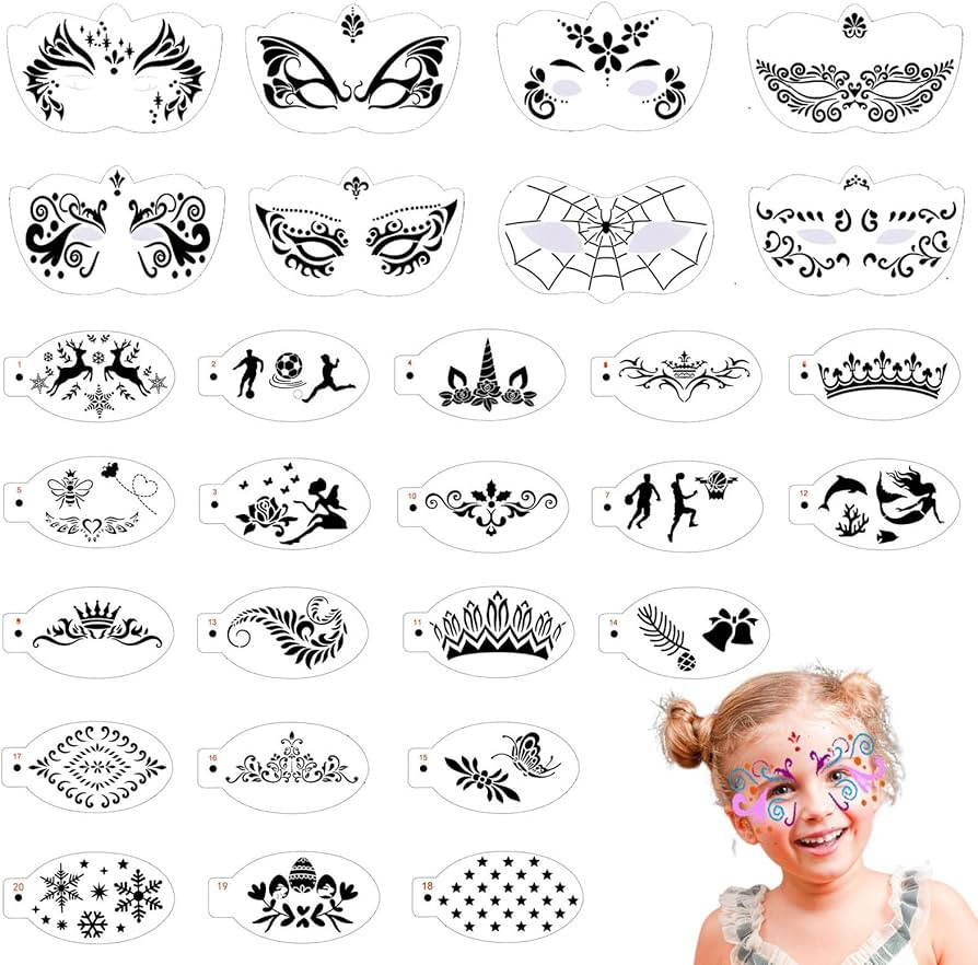 Body Art Templates  Pcs Face Paint Stencils Kits Face Painting
