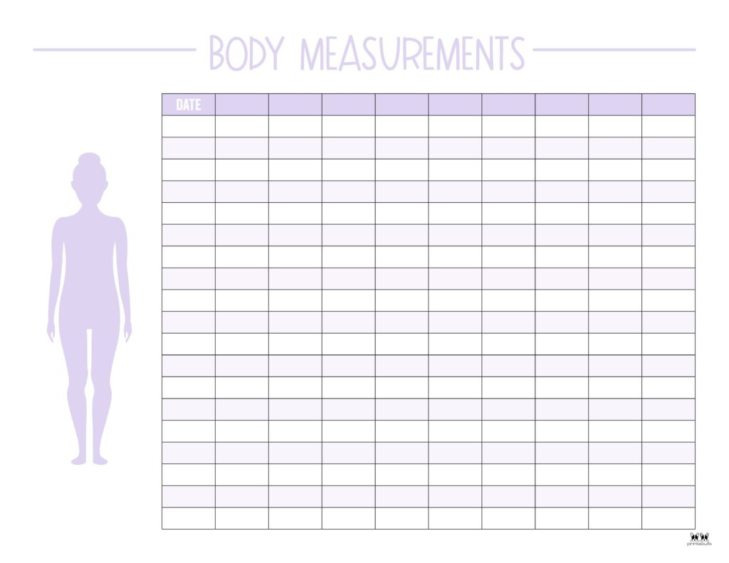 Body Measurement Charts - FREE Printables  Printabulls