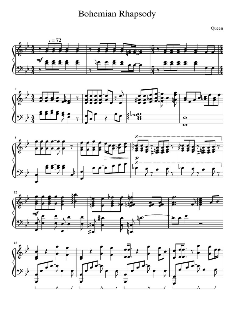 Bohemian Rhapsody Piano  PDF