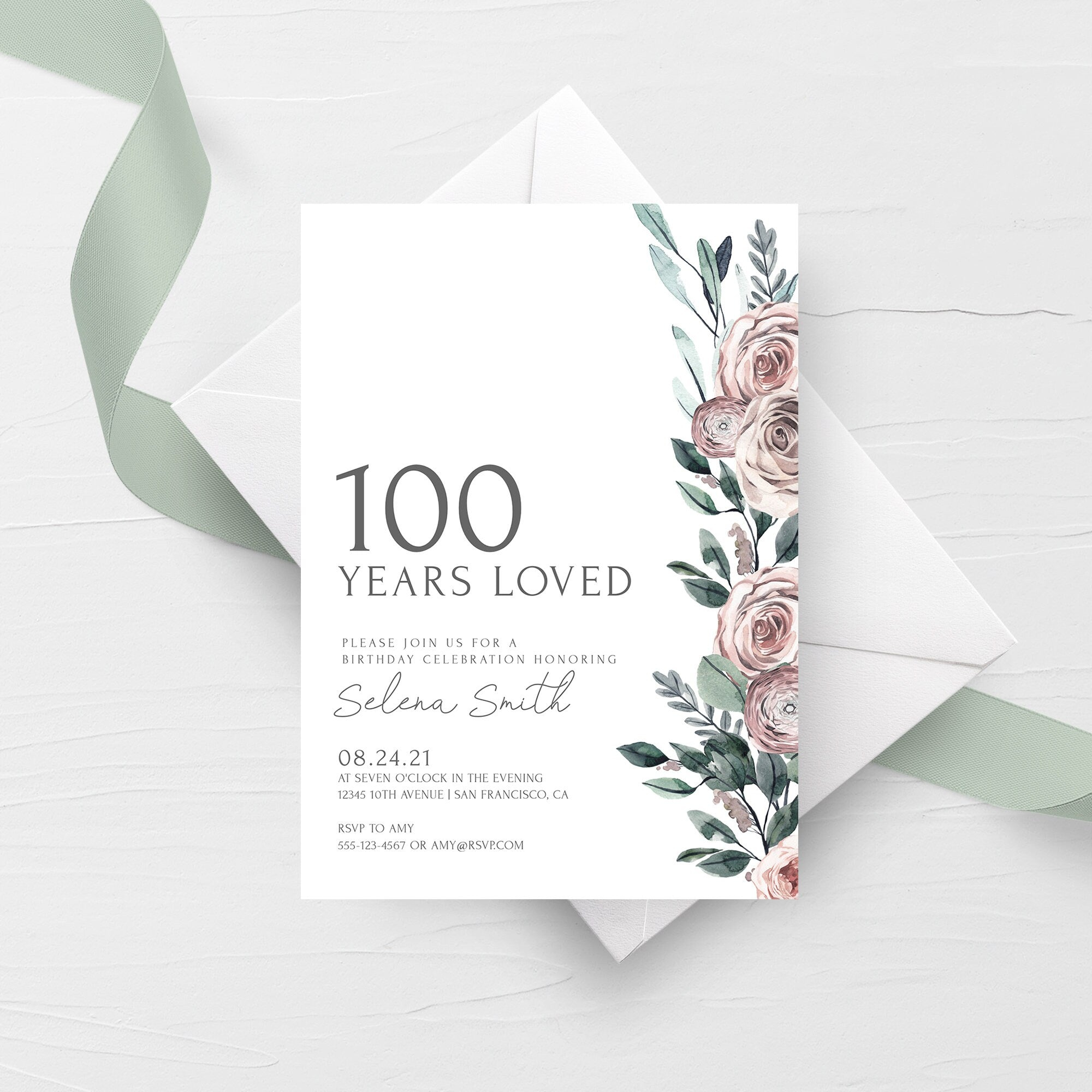 Boho Rose th Birthday Invitation Template, Printable Years Loved Party Invite, Editable INSTANT DOWNLOAD - BR Boho Rose th Birthday Invitation Template, Printable Years Loved Party Invite, Editable INSTANT DOWNLOAD - BR