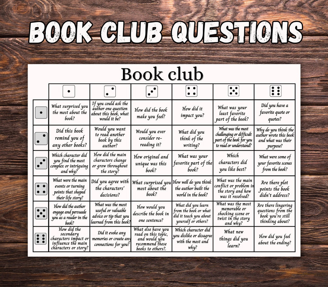 Book Club Discussion Questions Printable, Bookclub Cards Book Club Discussion Questions Printable, Bookclub Cards