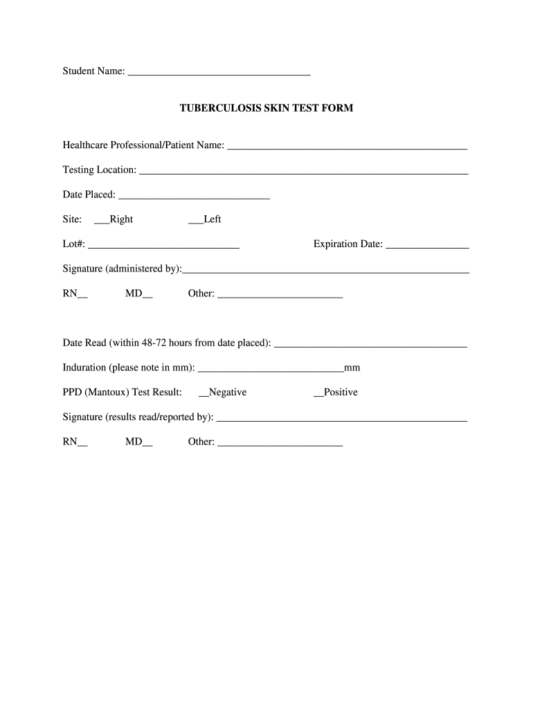 - Bristol Community College Tuberculosis Skin Test Form