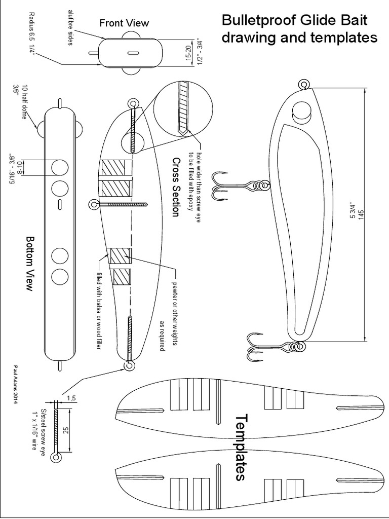 Bulletproof Glide Bait Drawing and Templates PDF  PDF