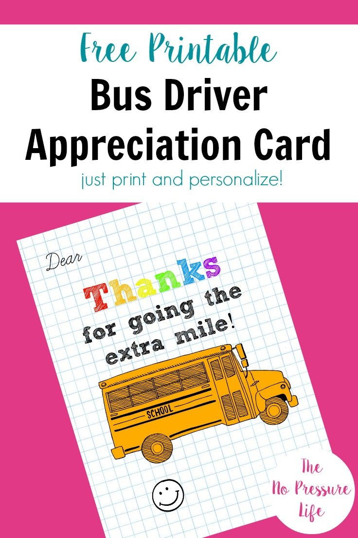 Bus Driver Appreciation Card: Free Printable!